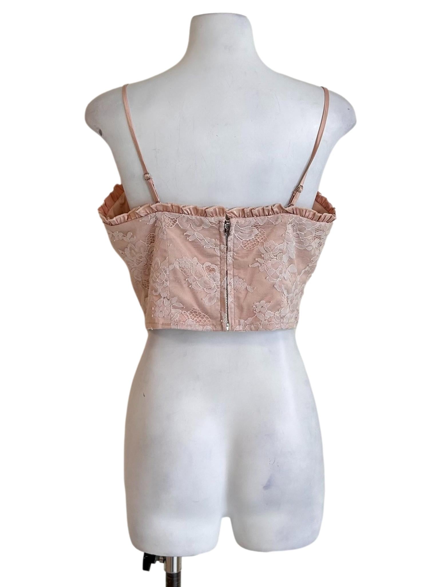 Lace Pink Strappy Bustier Top