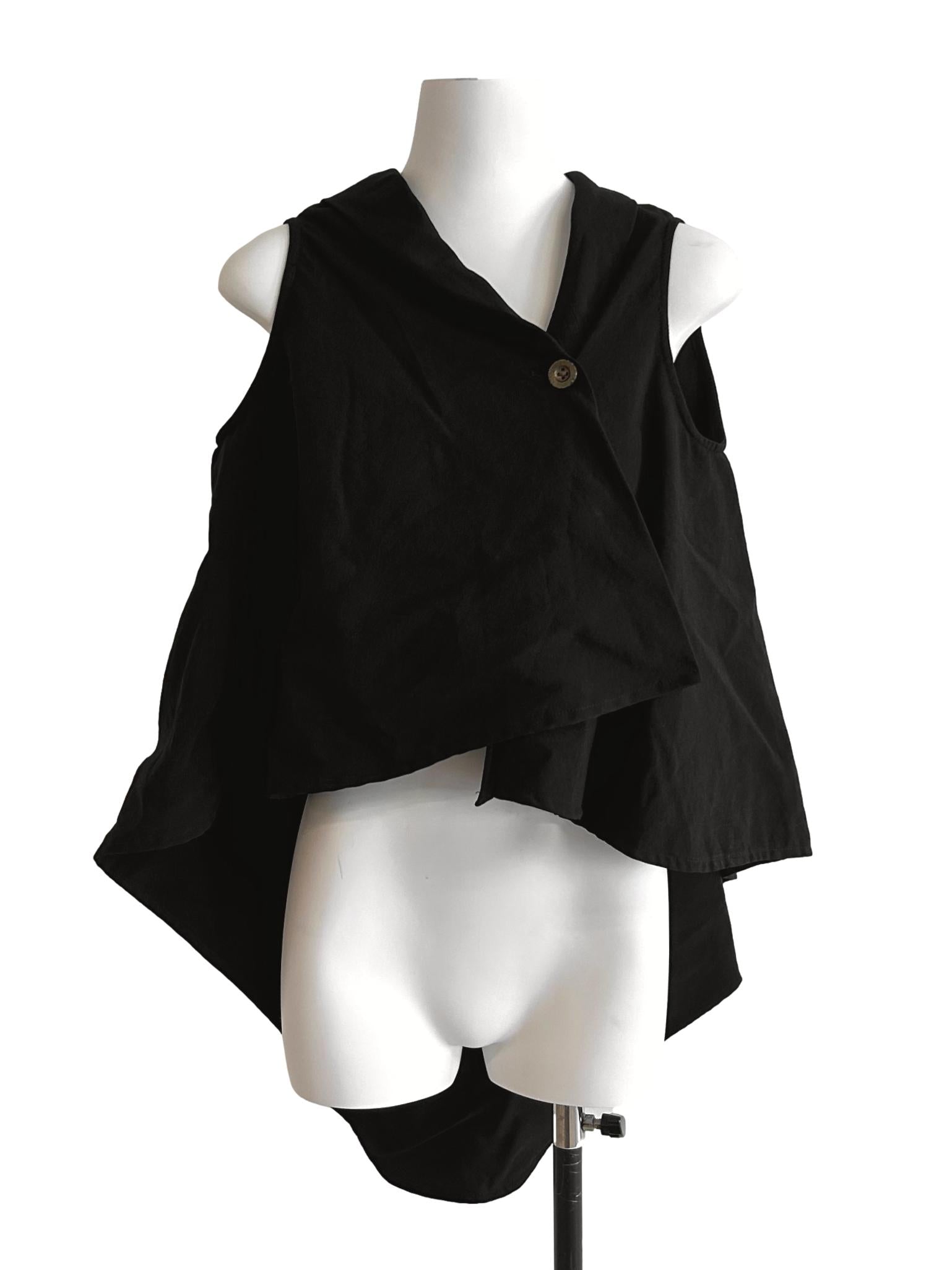 Off Black Asymmetrical Vest