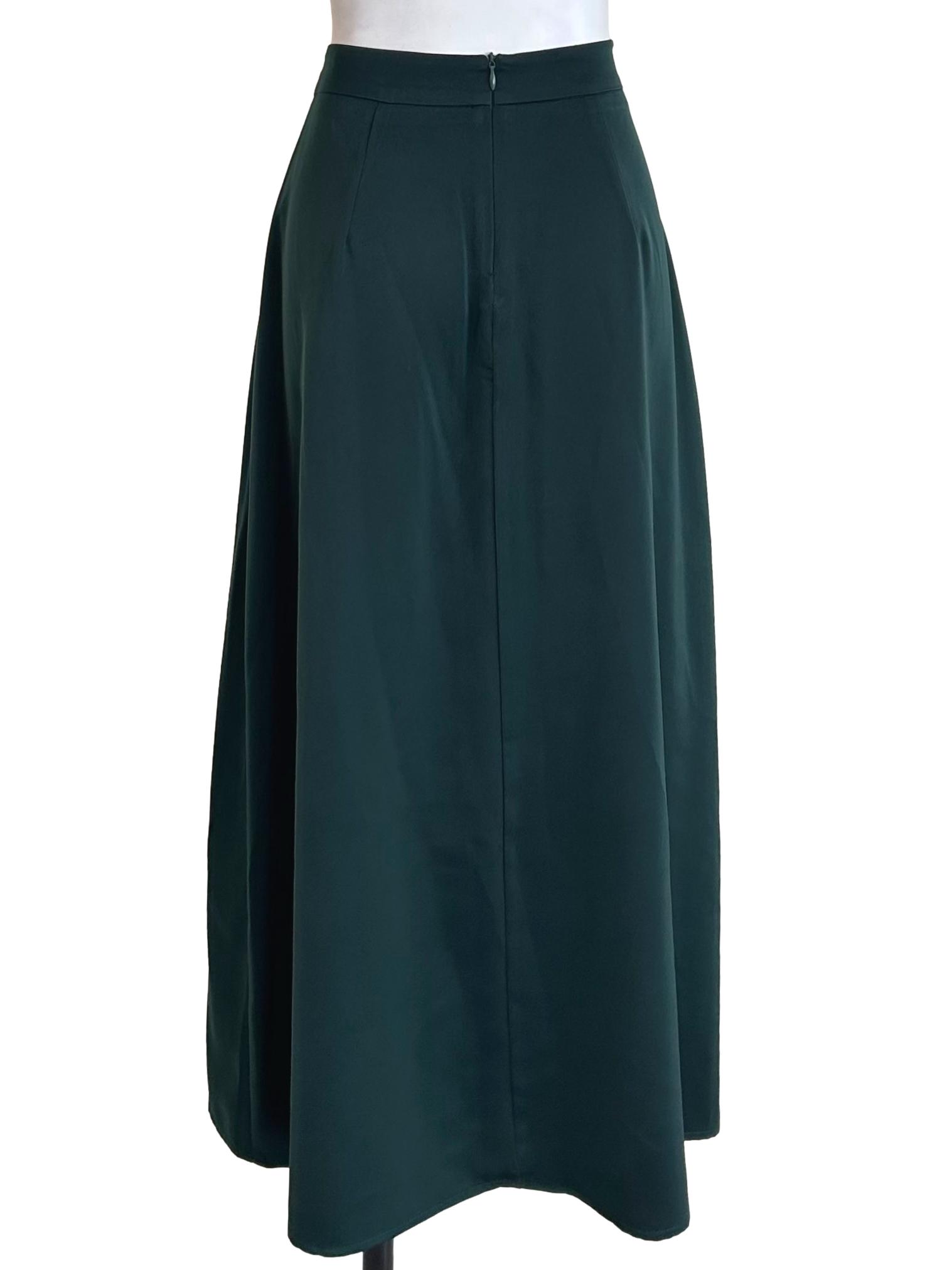 A-Line Emerald Green Midi Skirt