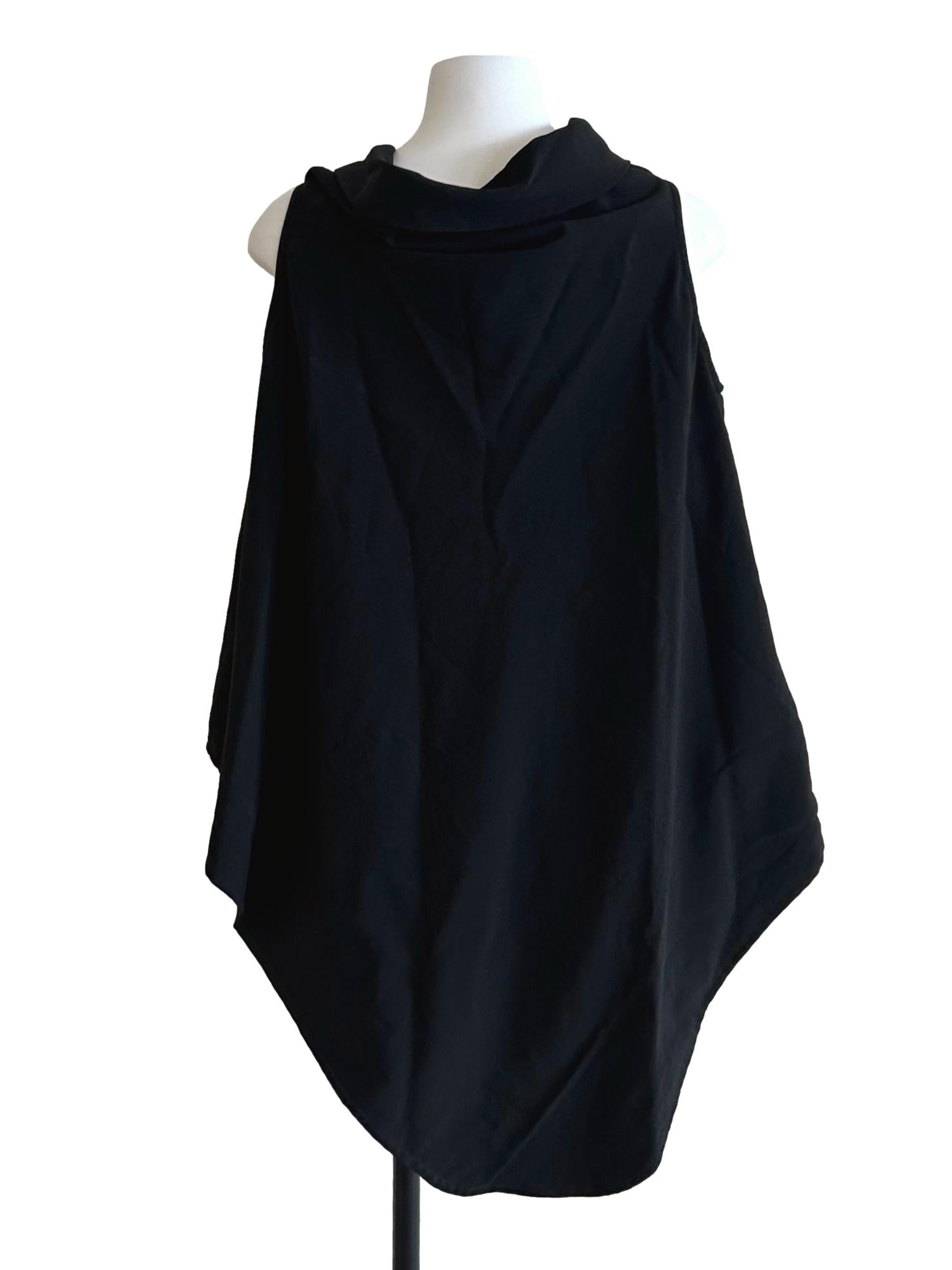 Off Black Asymmetrical Vest