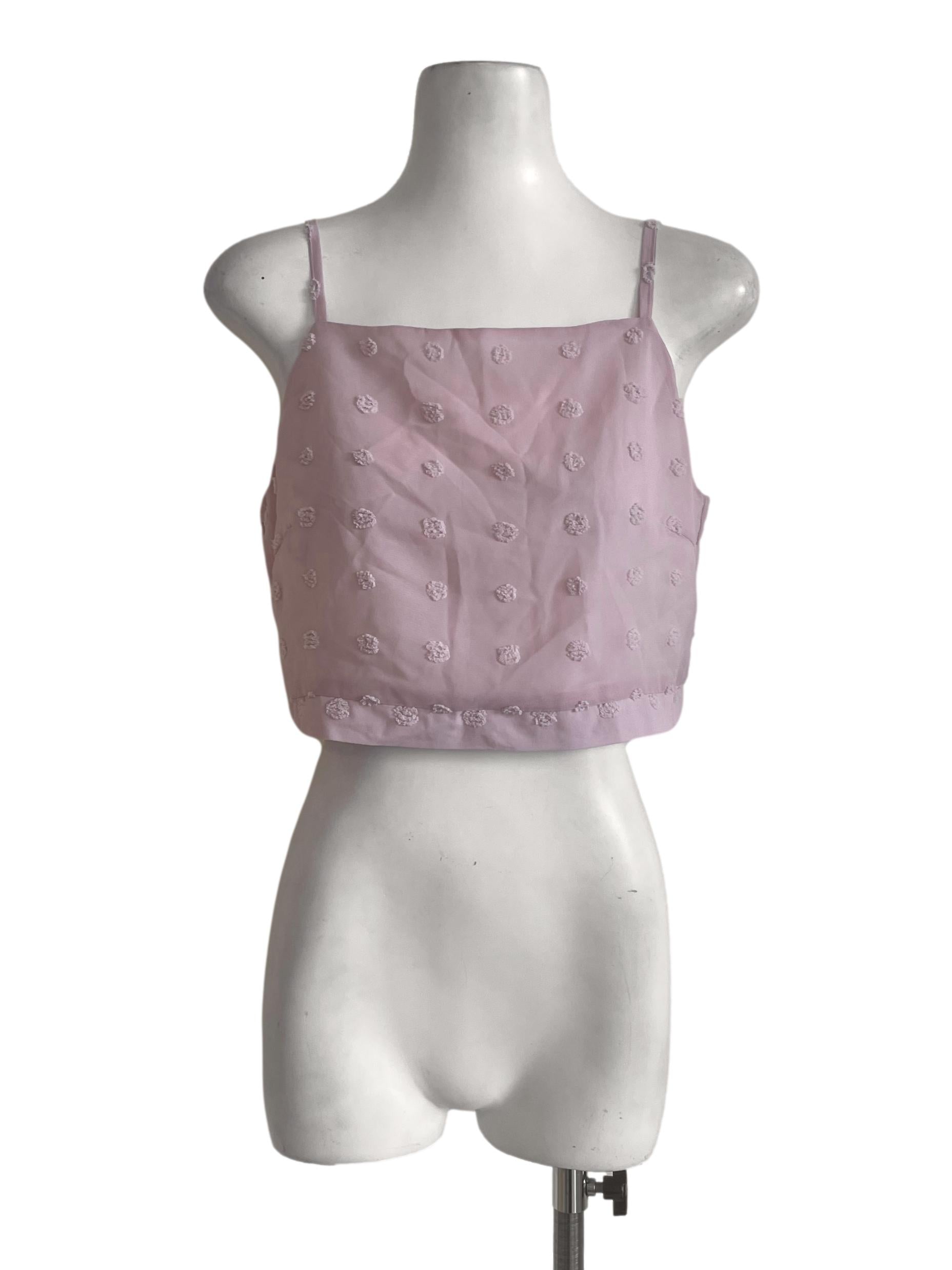 Light Pink Swiss Dots Crop Top
