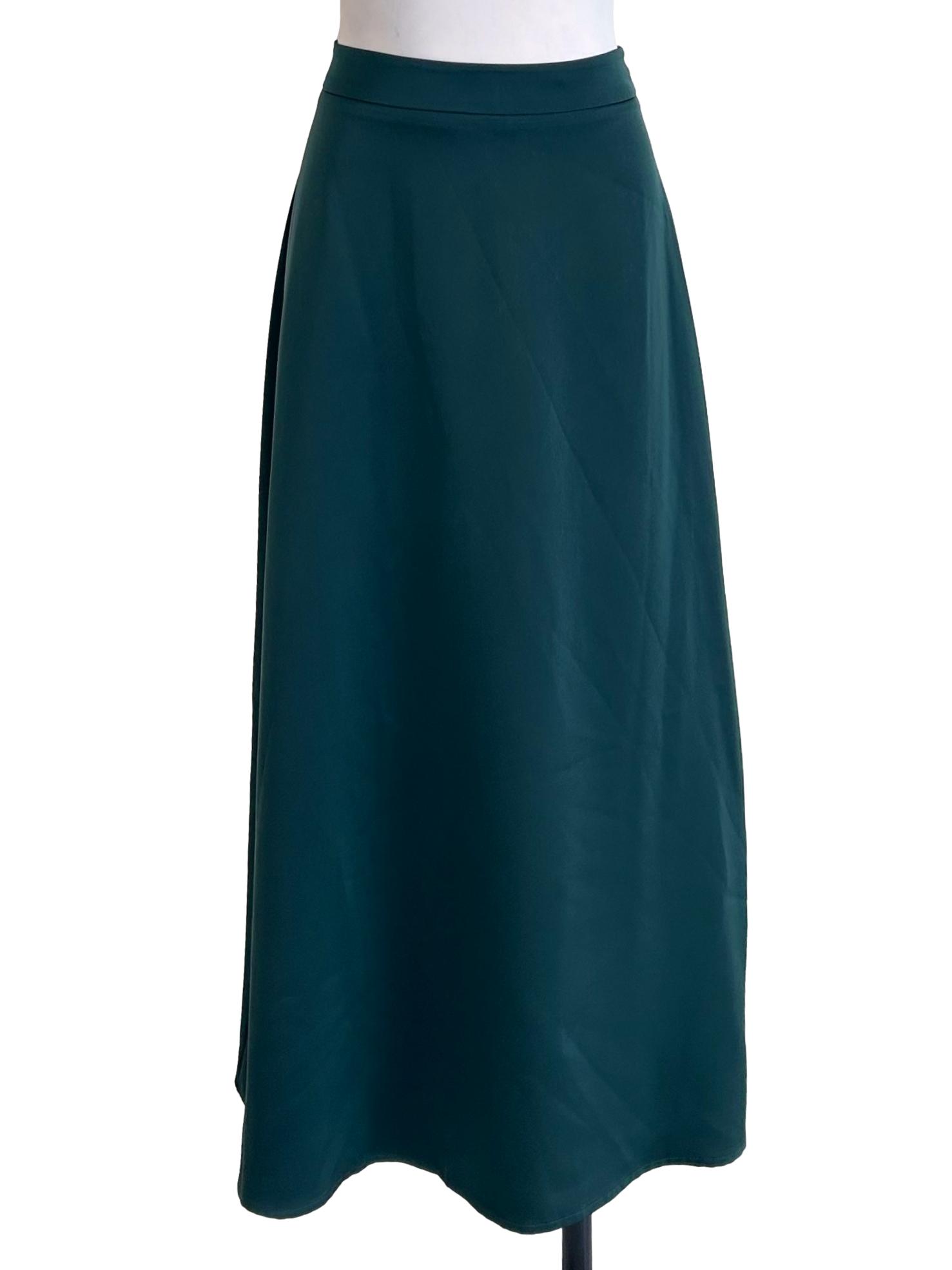 A-Line Emerald Green Midi Skirt