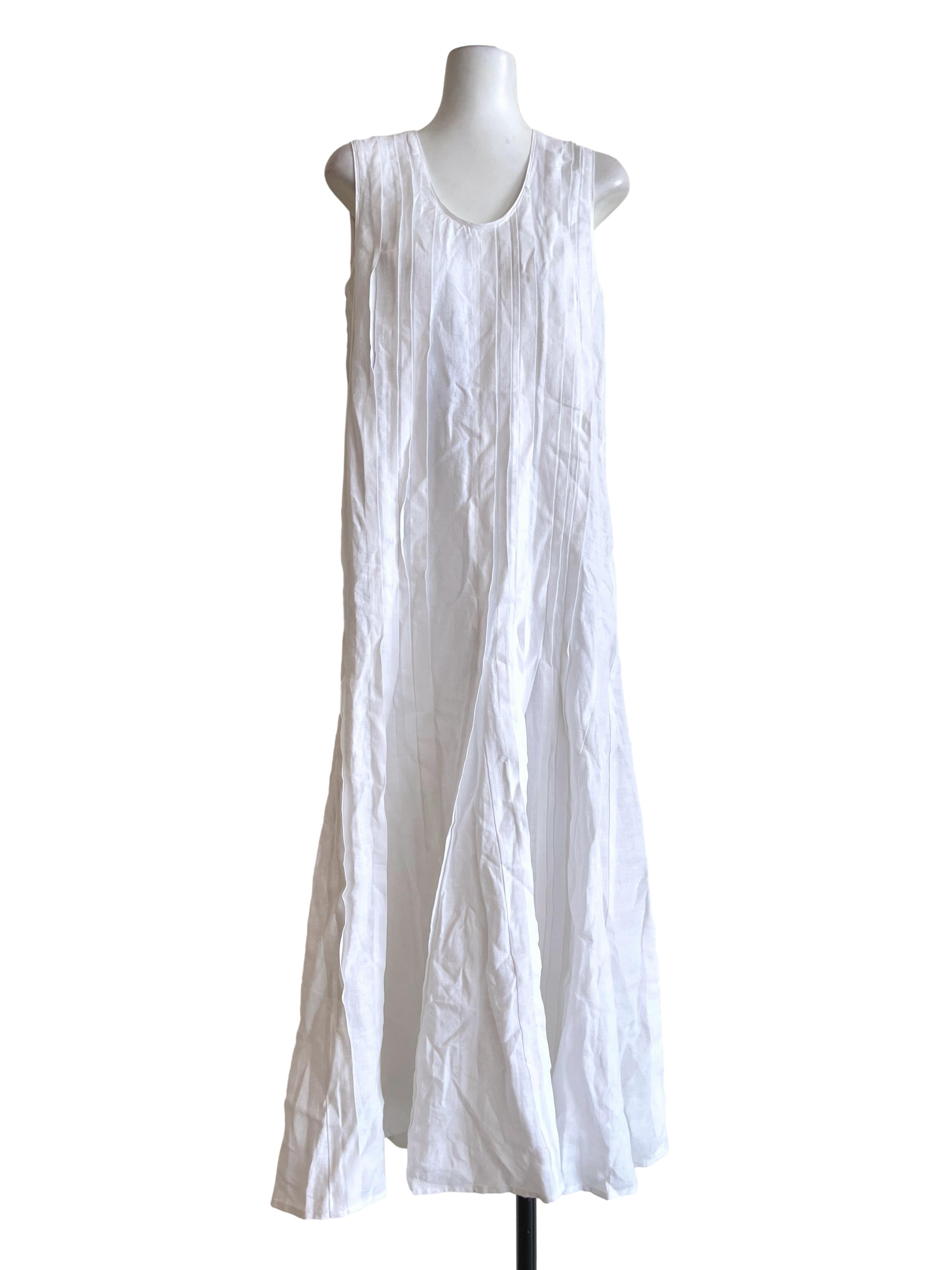 Off White Scoop Sleeveless Maxi Dress