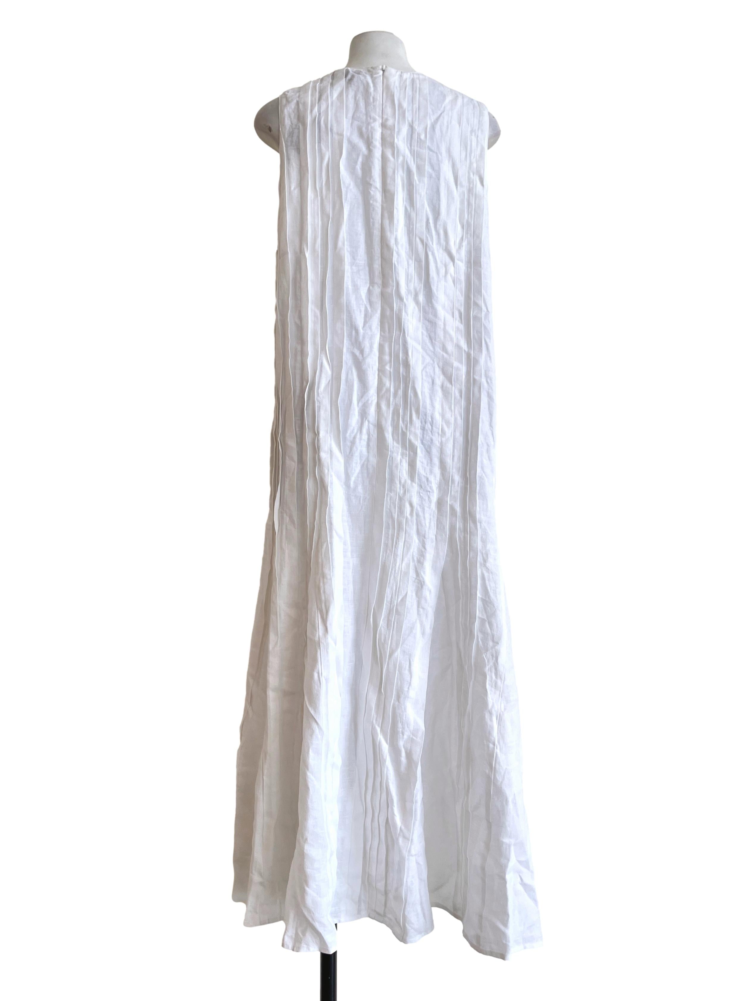 Off White Scoop Sleeveless Maxi Dress