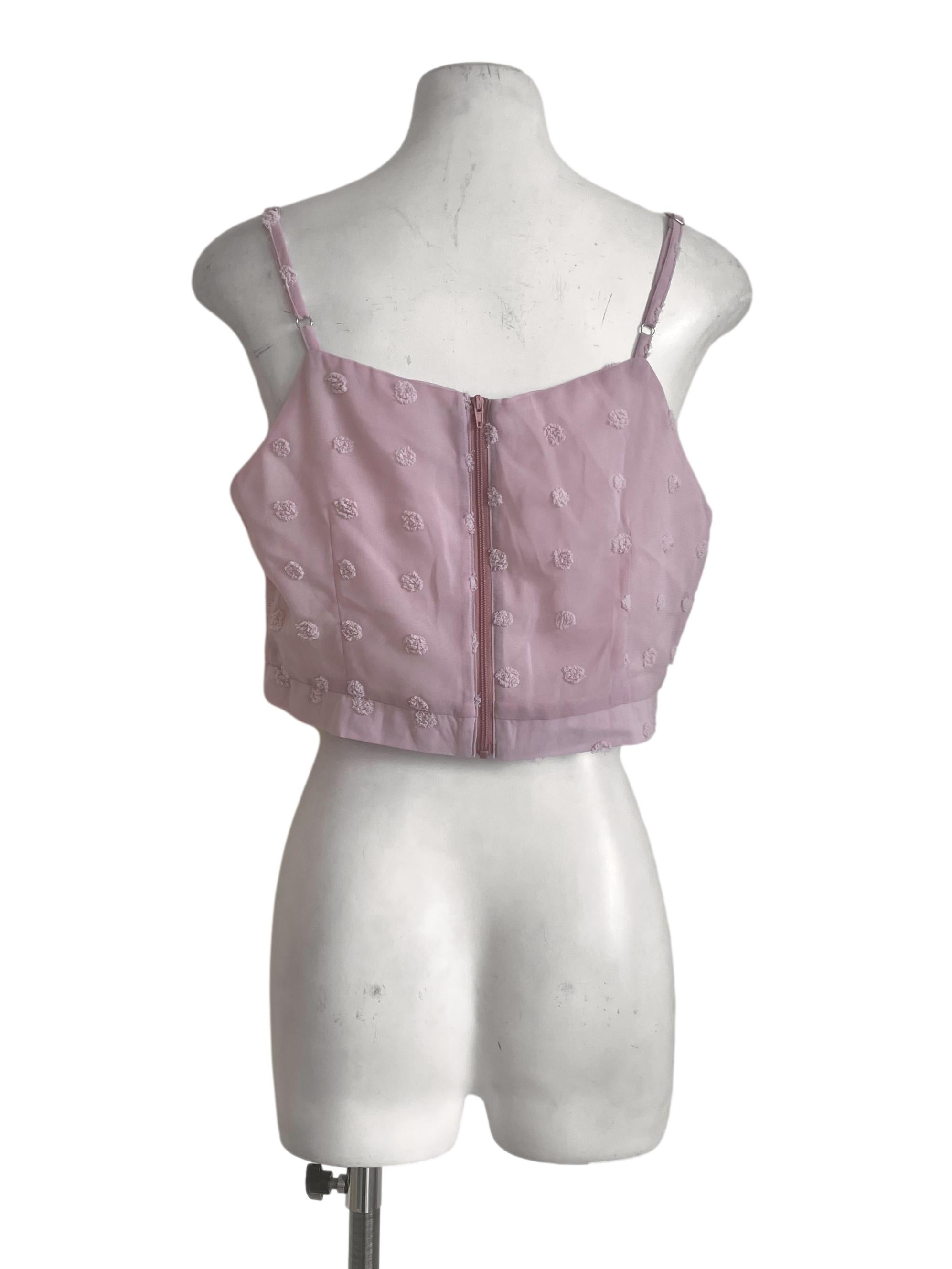 Light Pink Swiss Dots Crop Top