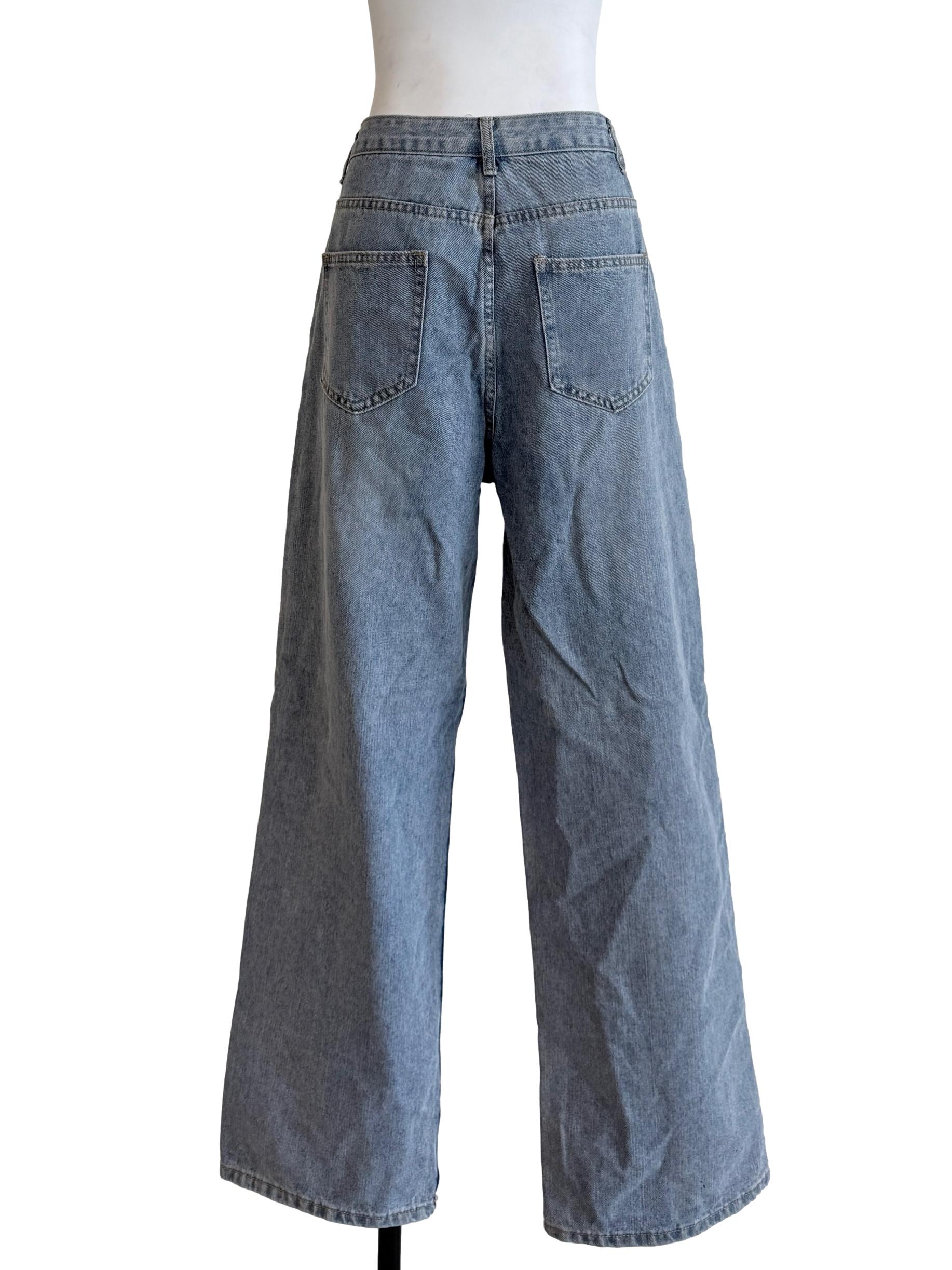 Denim Blue Wide Leg Jeans