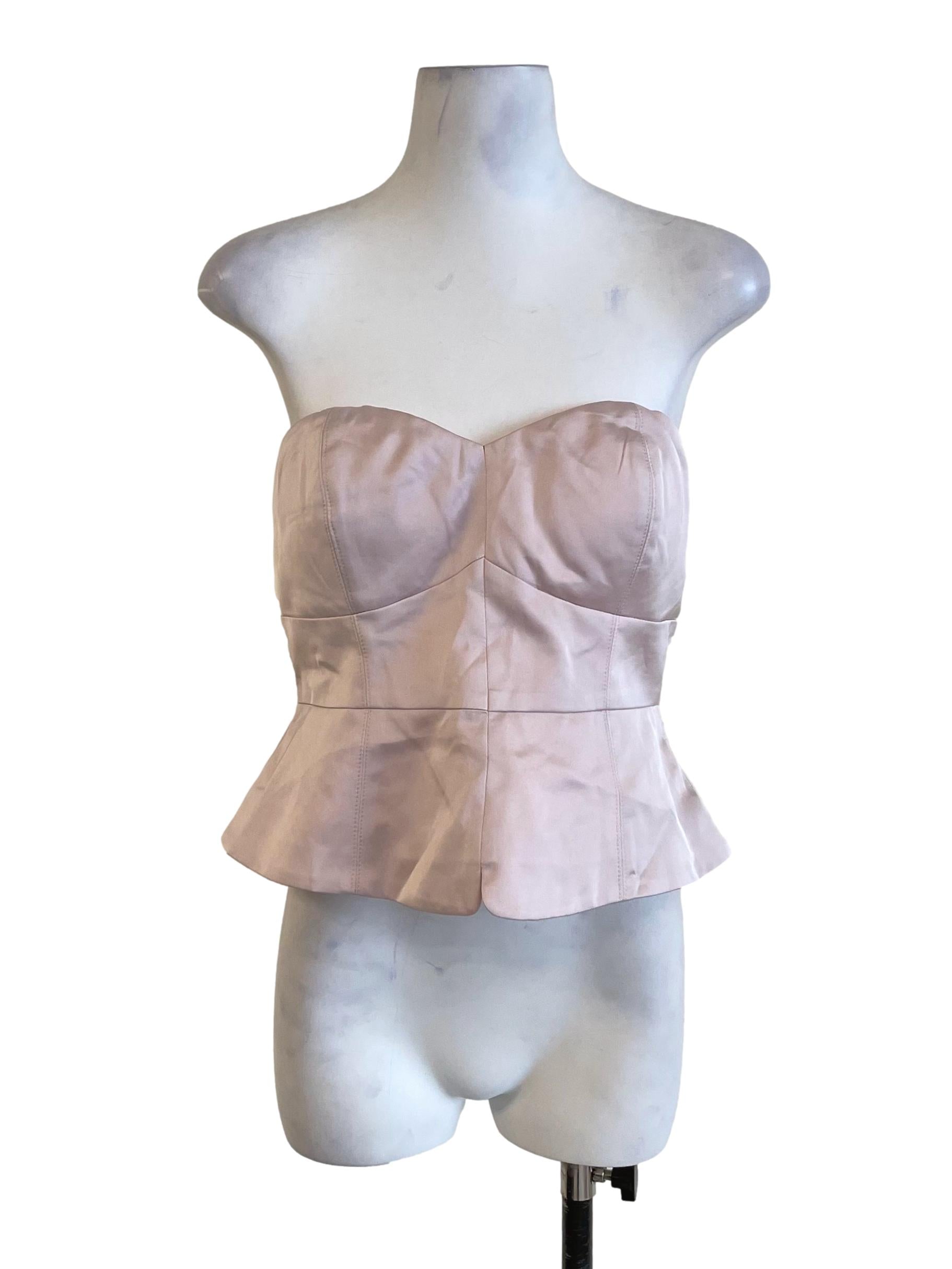 Pale Pink Satin Strapless Top