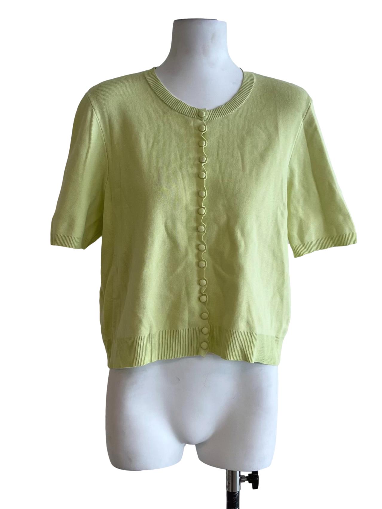 Lime Green Jewel Neckline Blouse