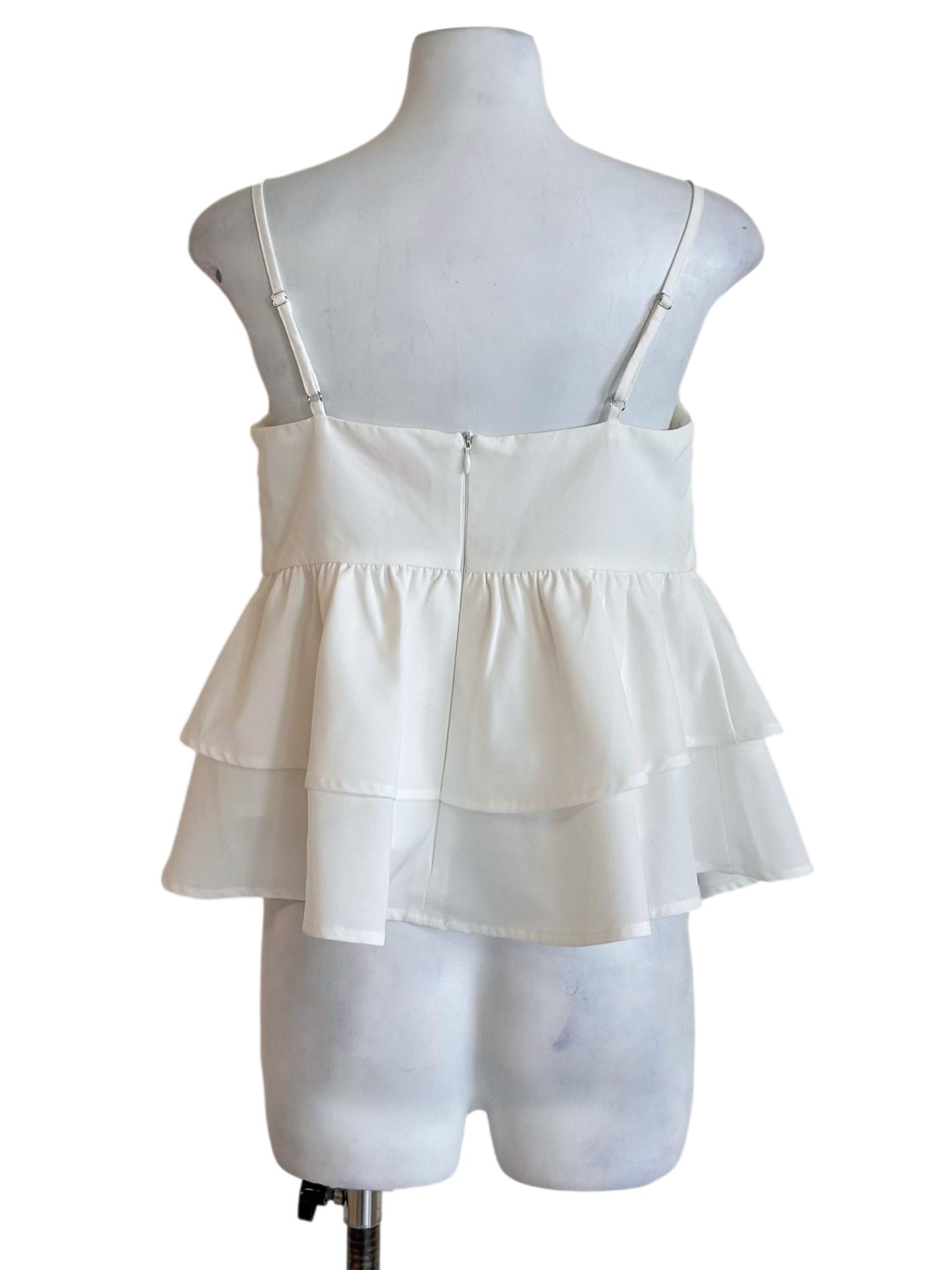 Tiered White Bow Strappy Camisole