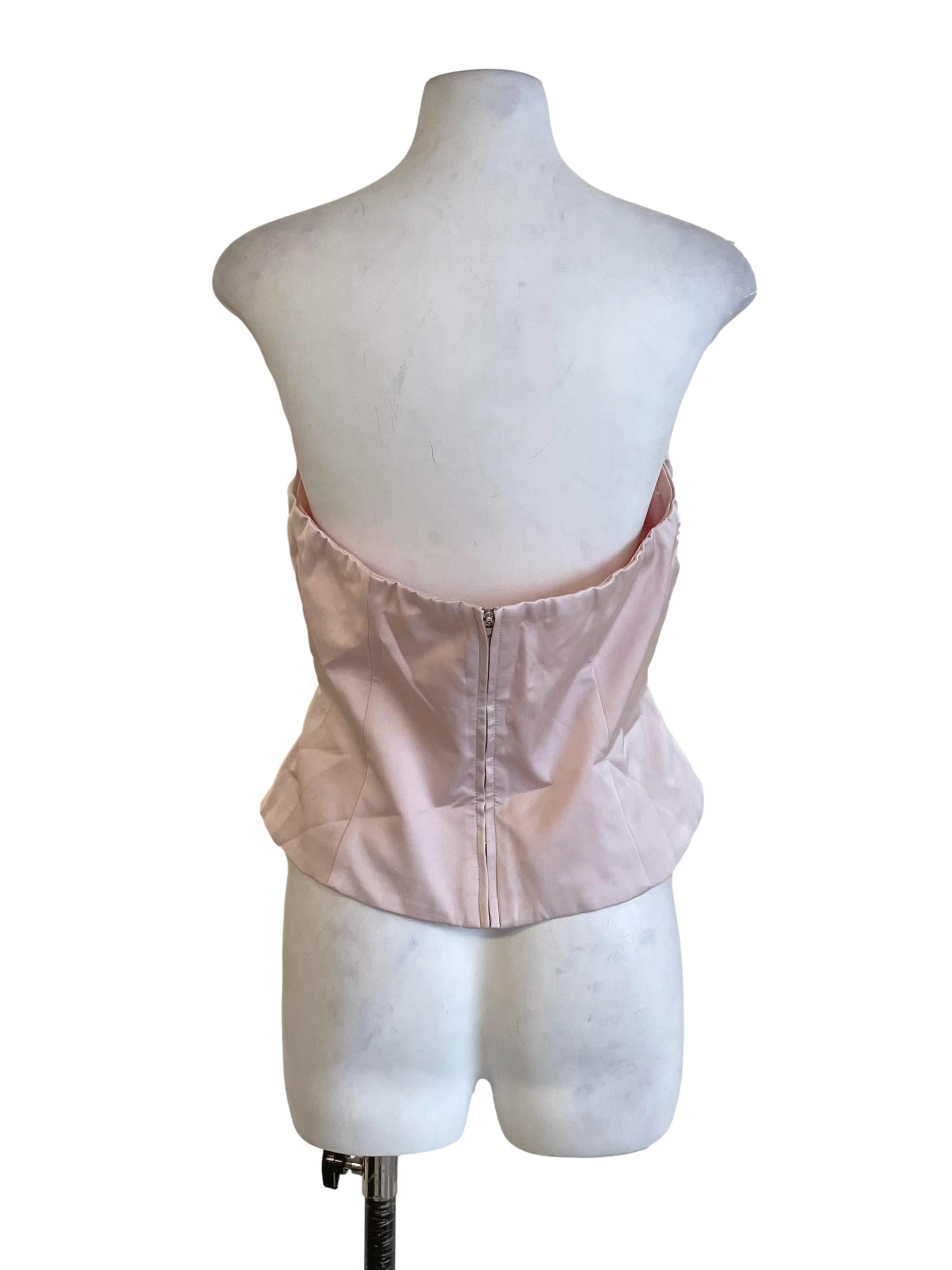 Pale Pink Satin Strapless Top