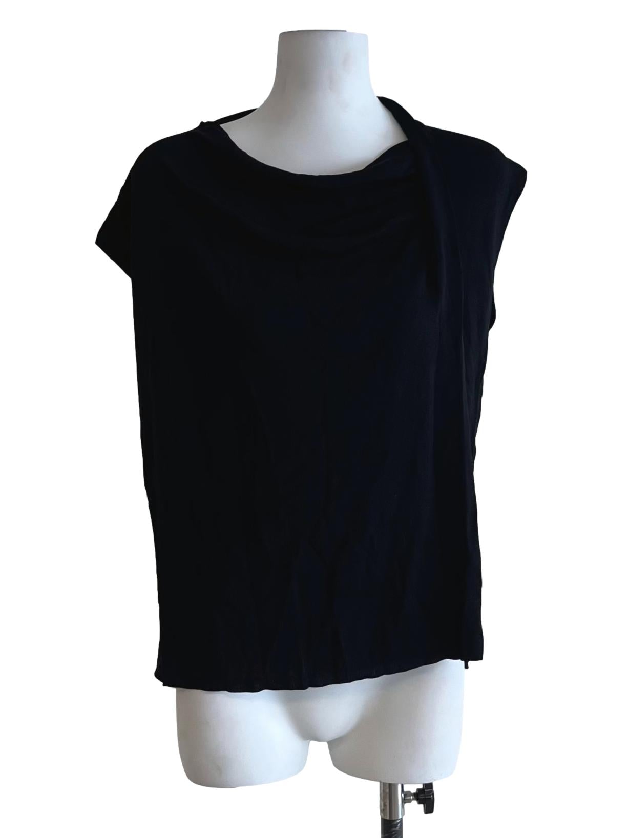 Black Funnel Neckline Blouse