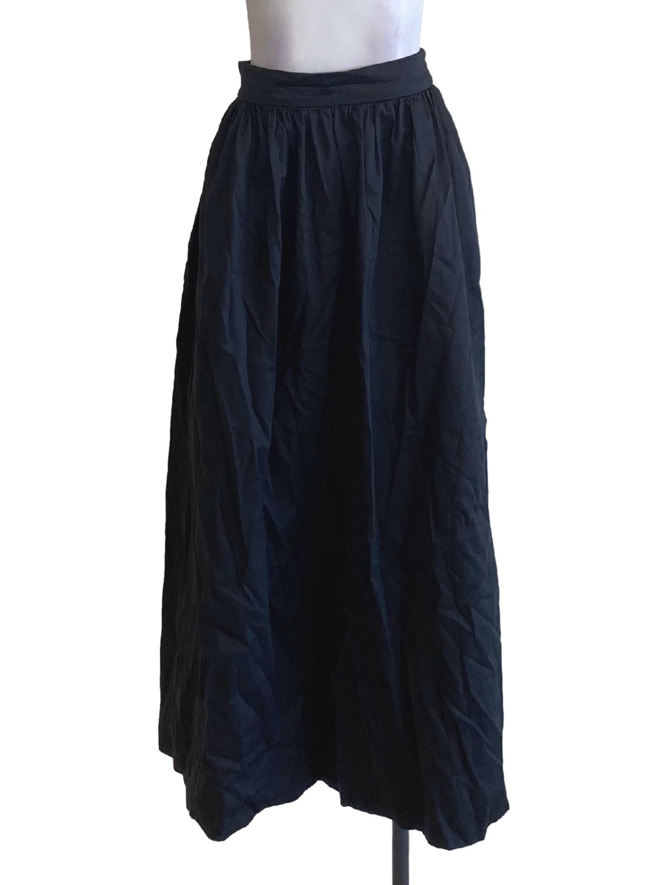 Jet Black High Waisted Flowy A-Line Skirt LB