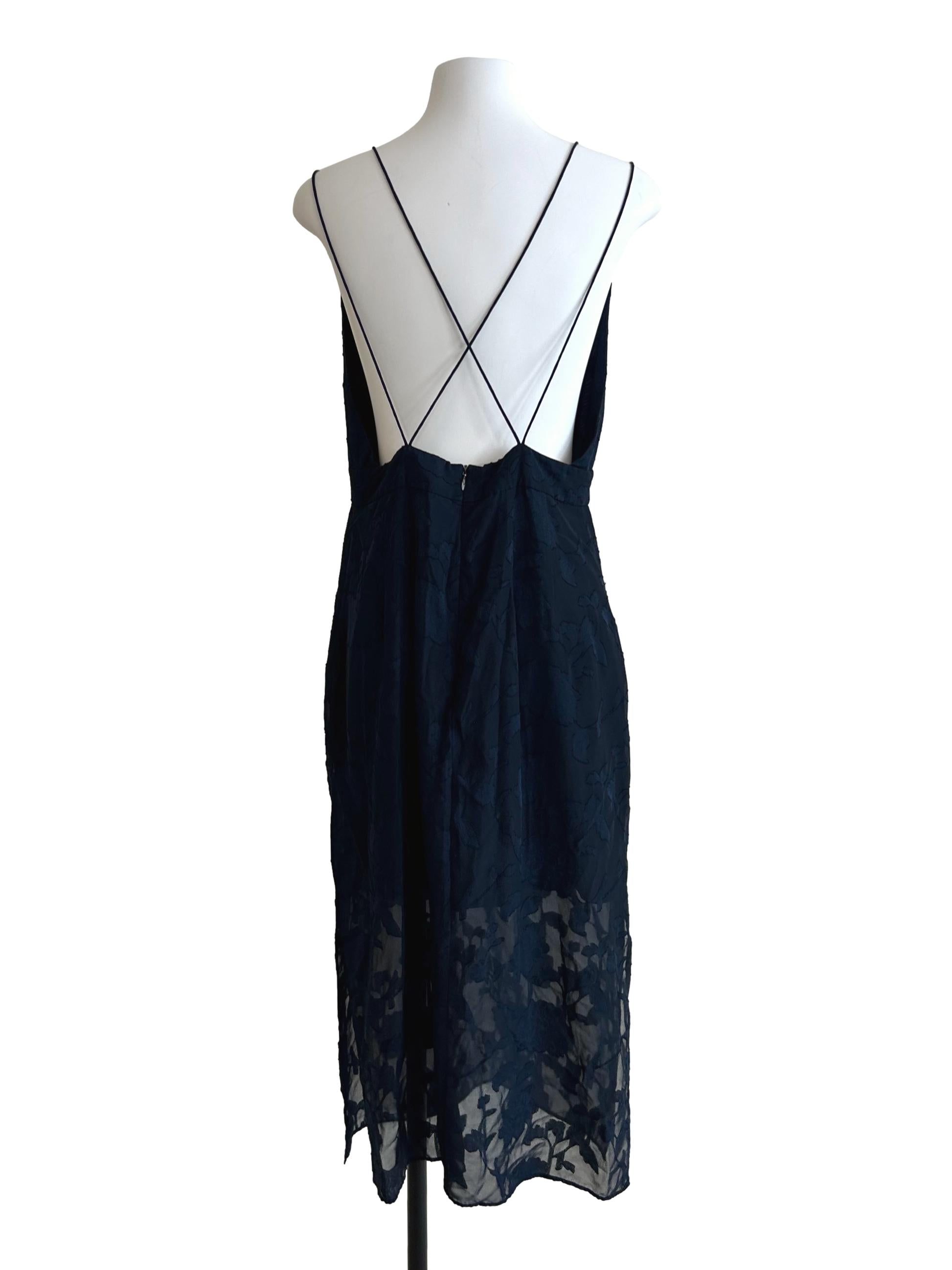 Navy Blue Backless Dress