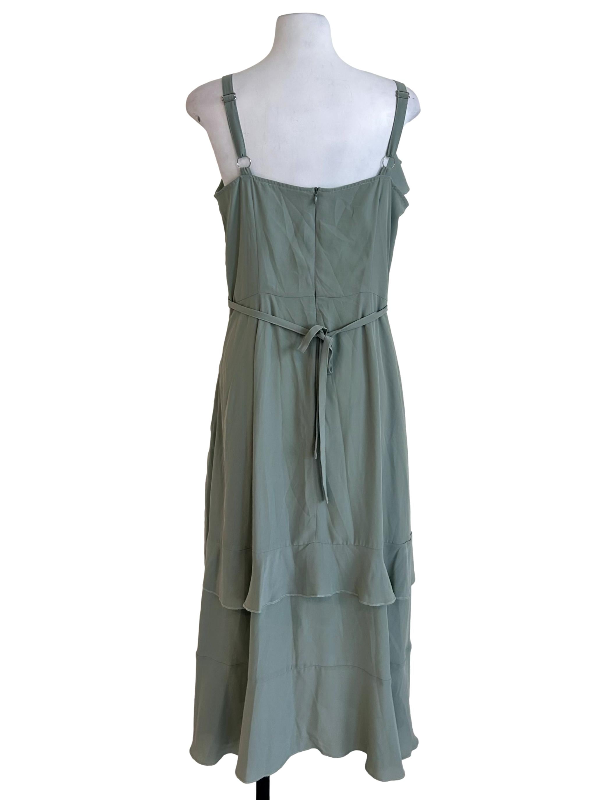 Ruffled Sage Green Wrap Dress