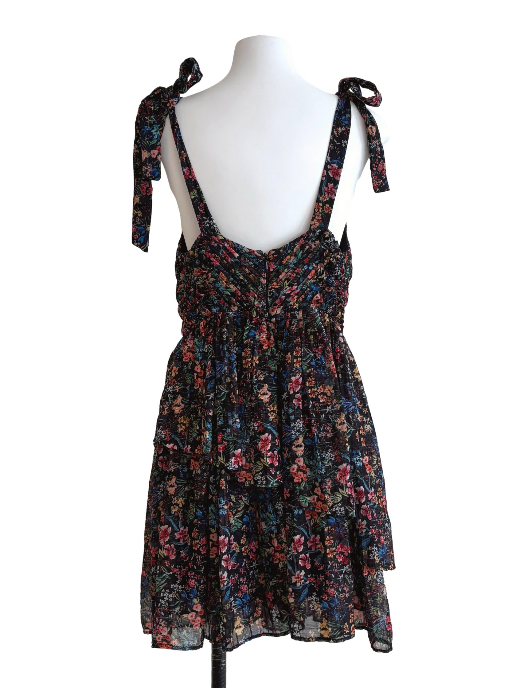 Onyx Black Floral Tier Dress