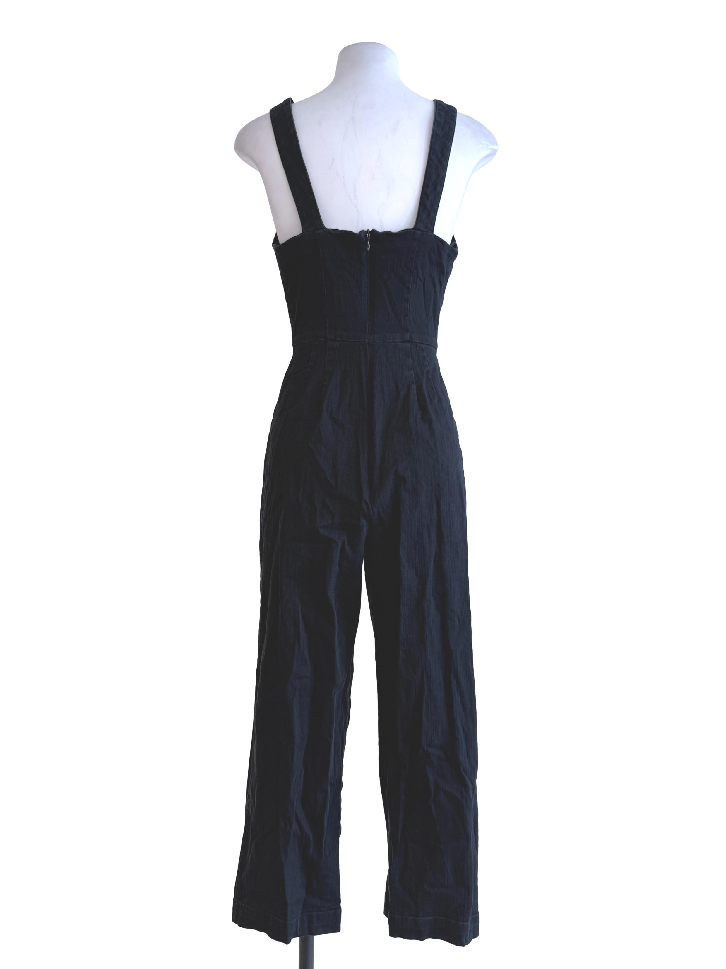 Black Denim Sleeveless Jumpsuit