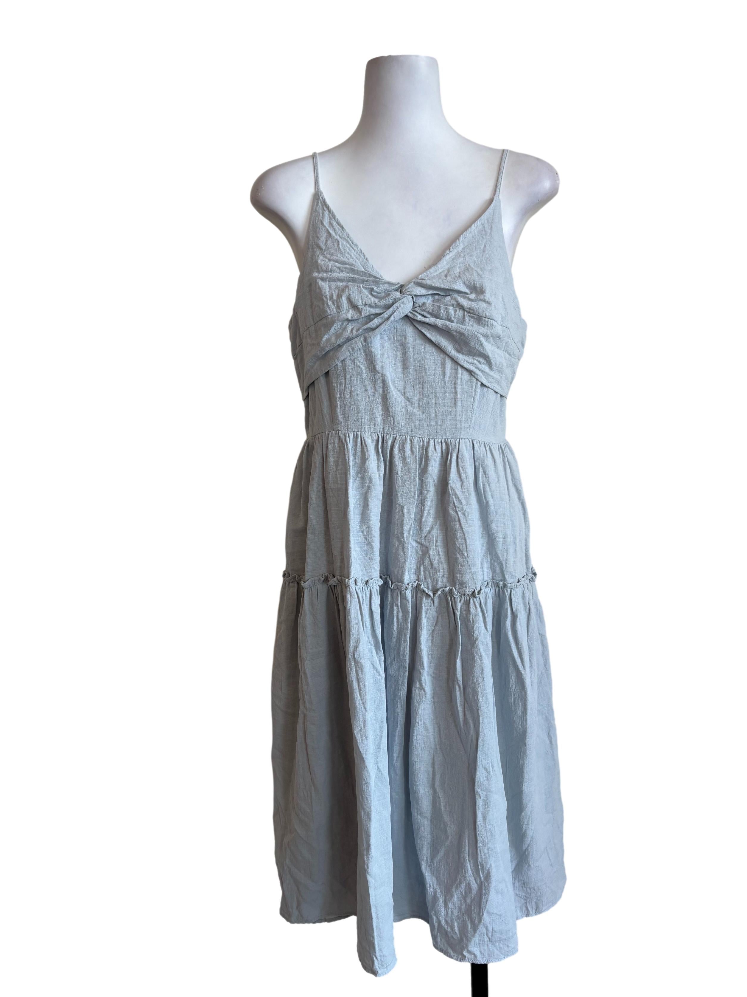 Light Dusty Blue Tiered Ruffle Dress