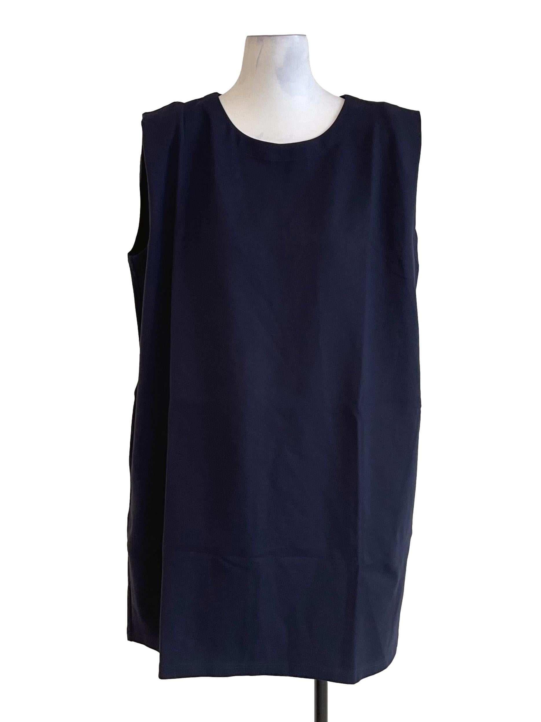 Navy Blue Sleeveless Wide Dress