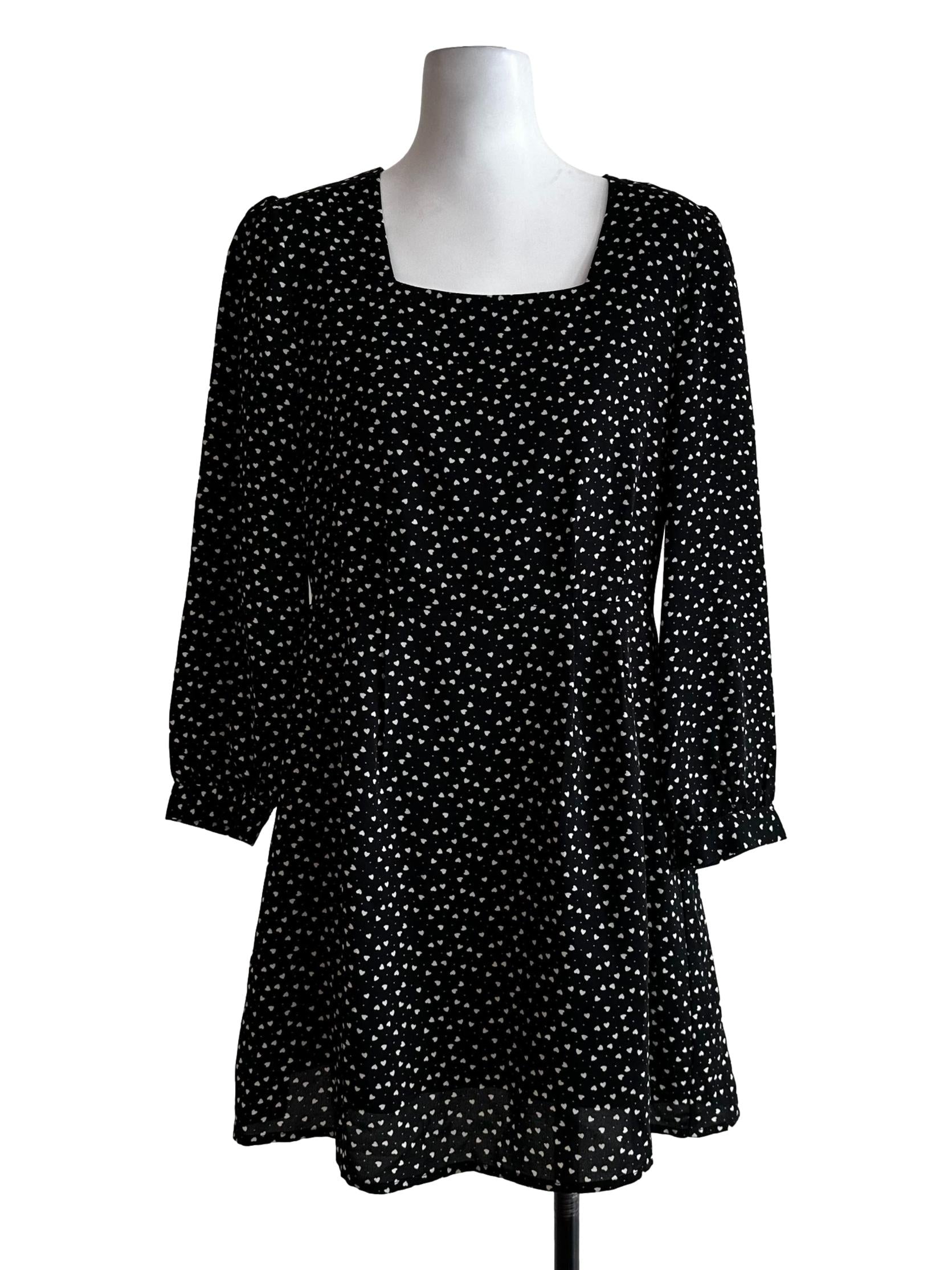 Black Love Printed Pattern Mini Dress