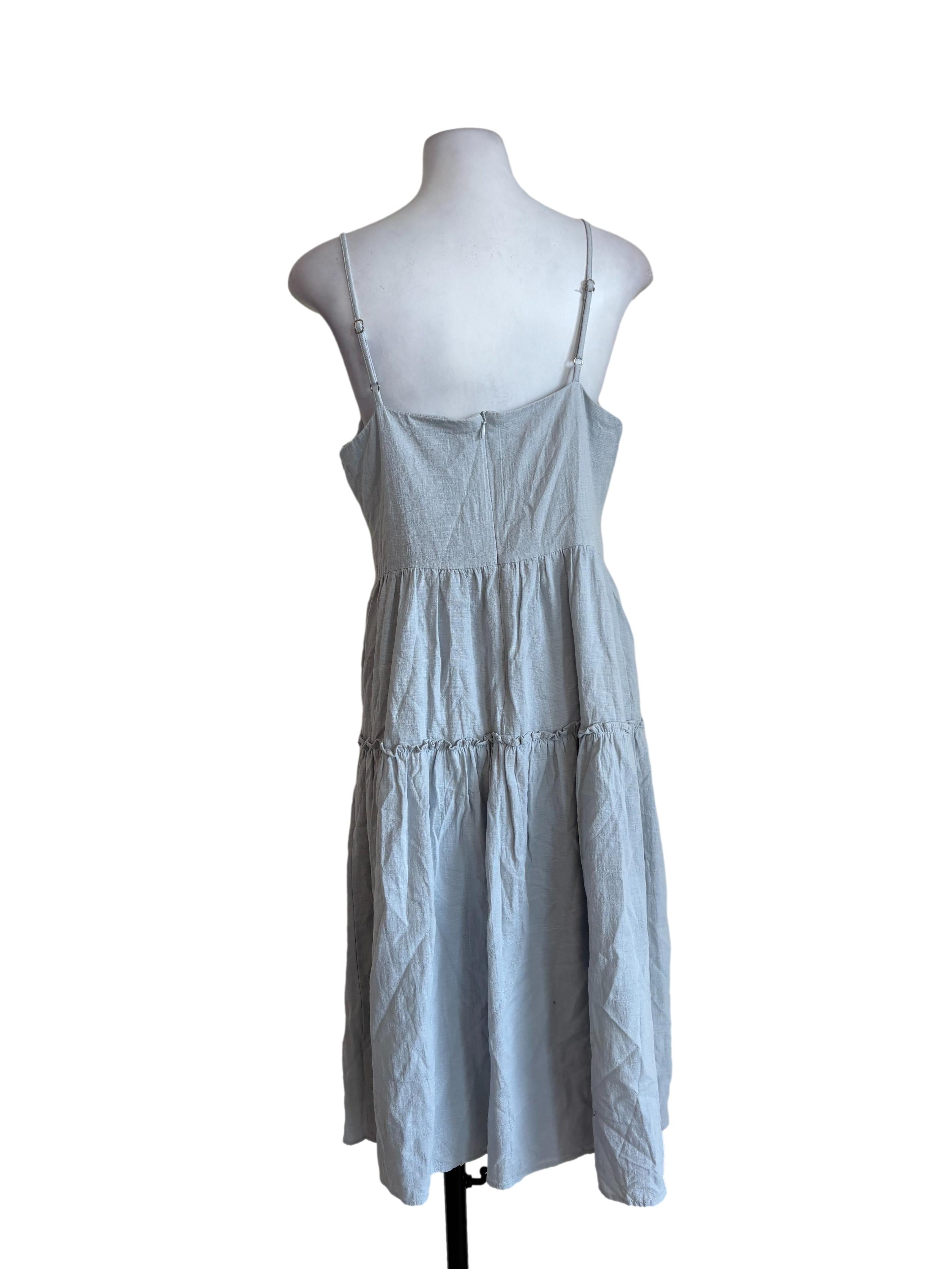 Light Dusty Blue Tiered Ruffle Dress