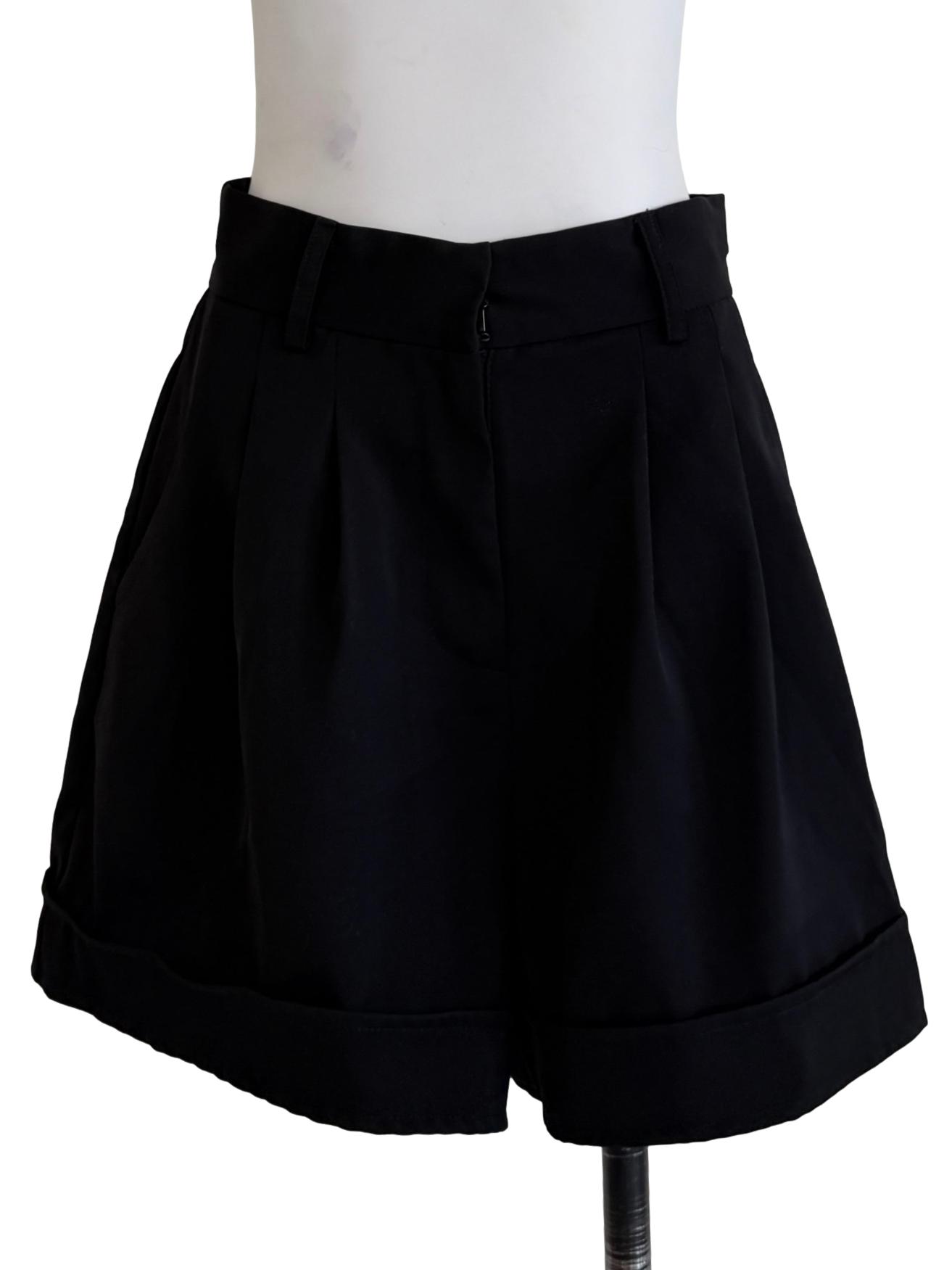 Black Pleated Shorts