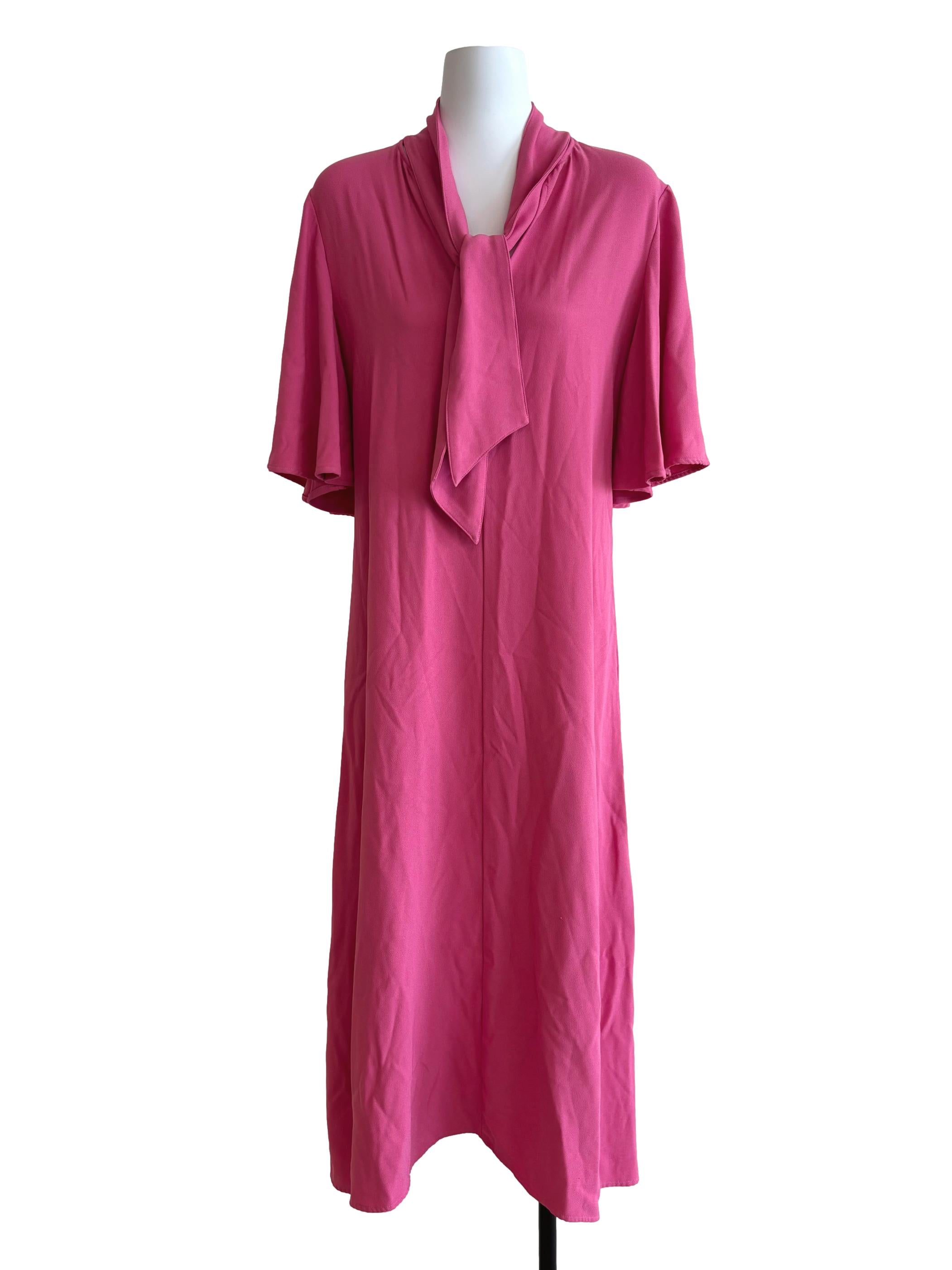 Fuschia Pink Cape Sleeve Shift Dress