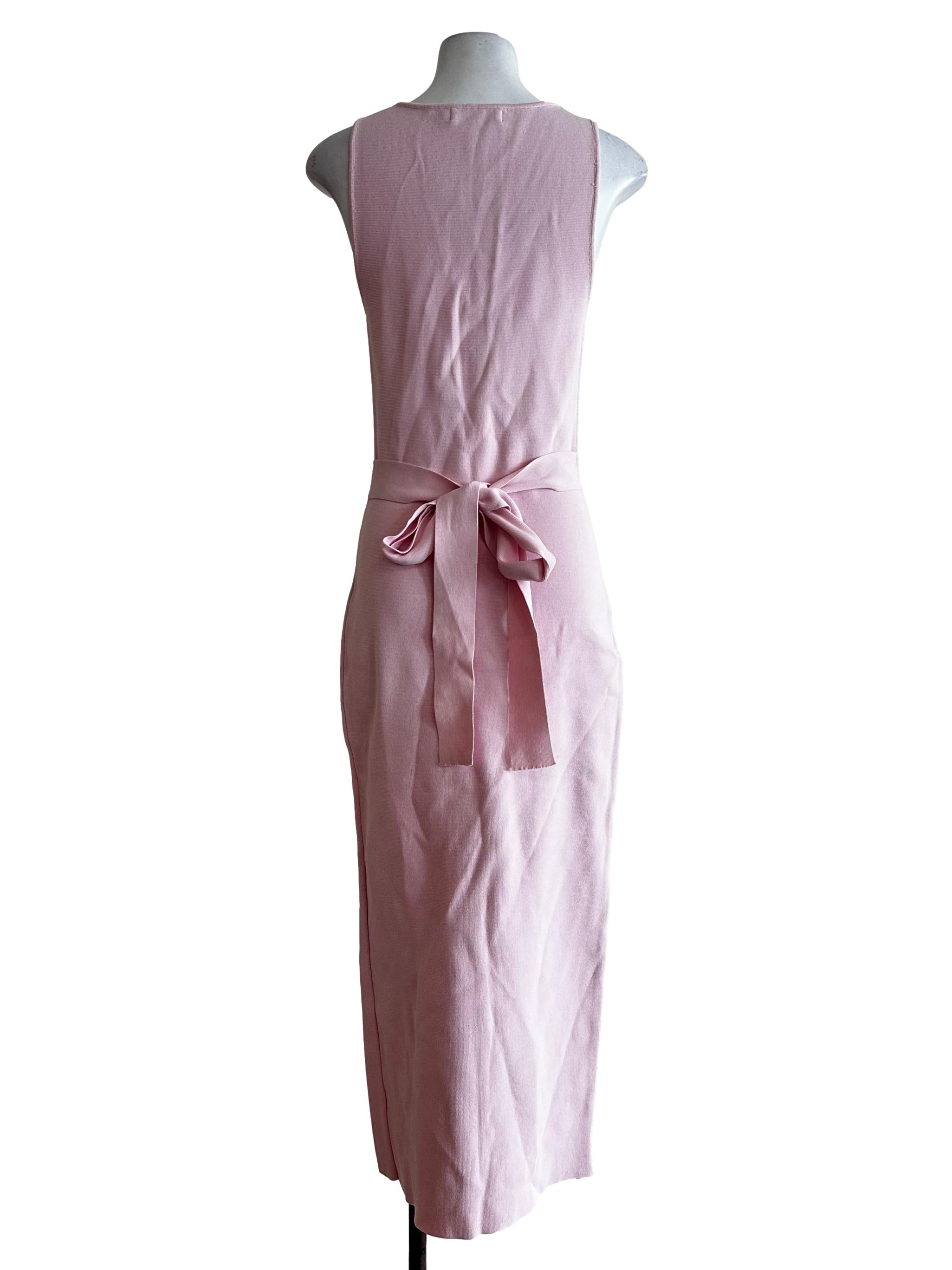 Flamingo Pink V Neckline Dress