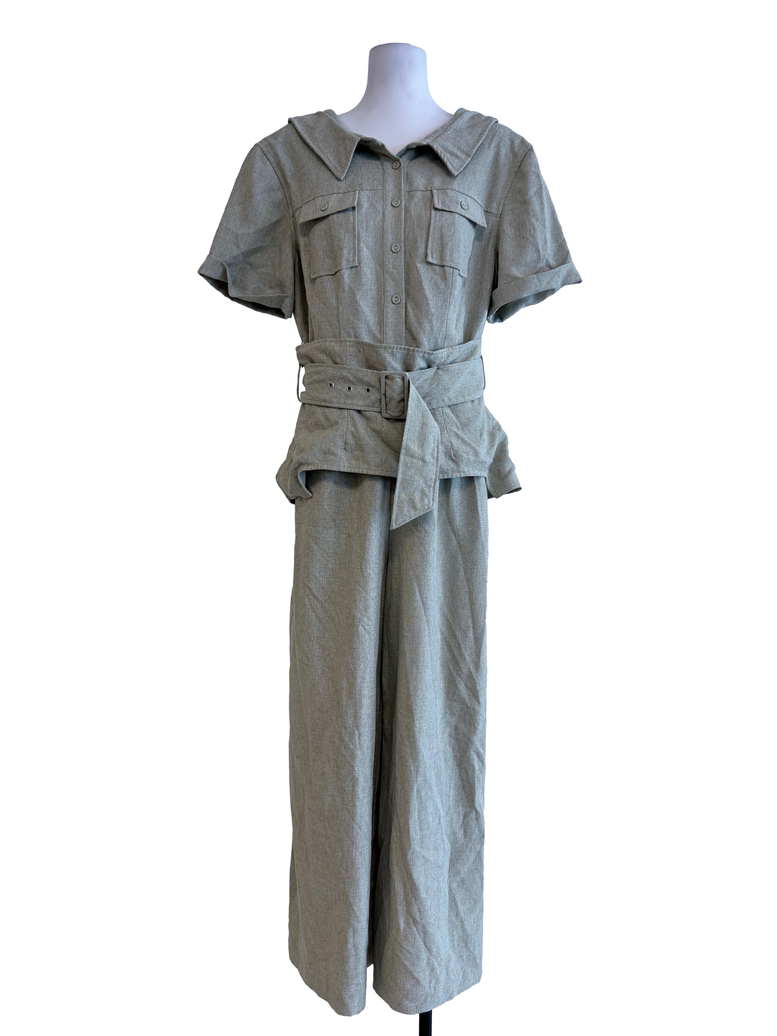 Olive Green Collar Jumpsuit