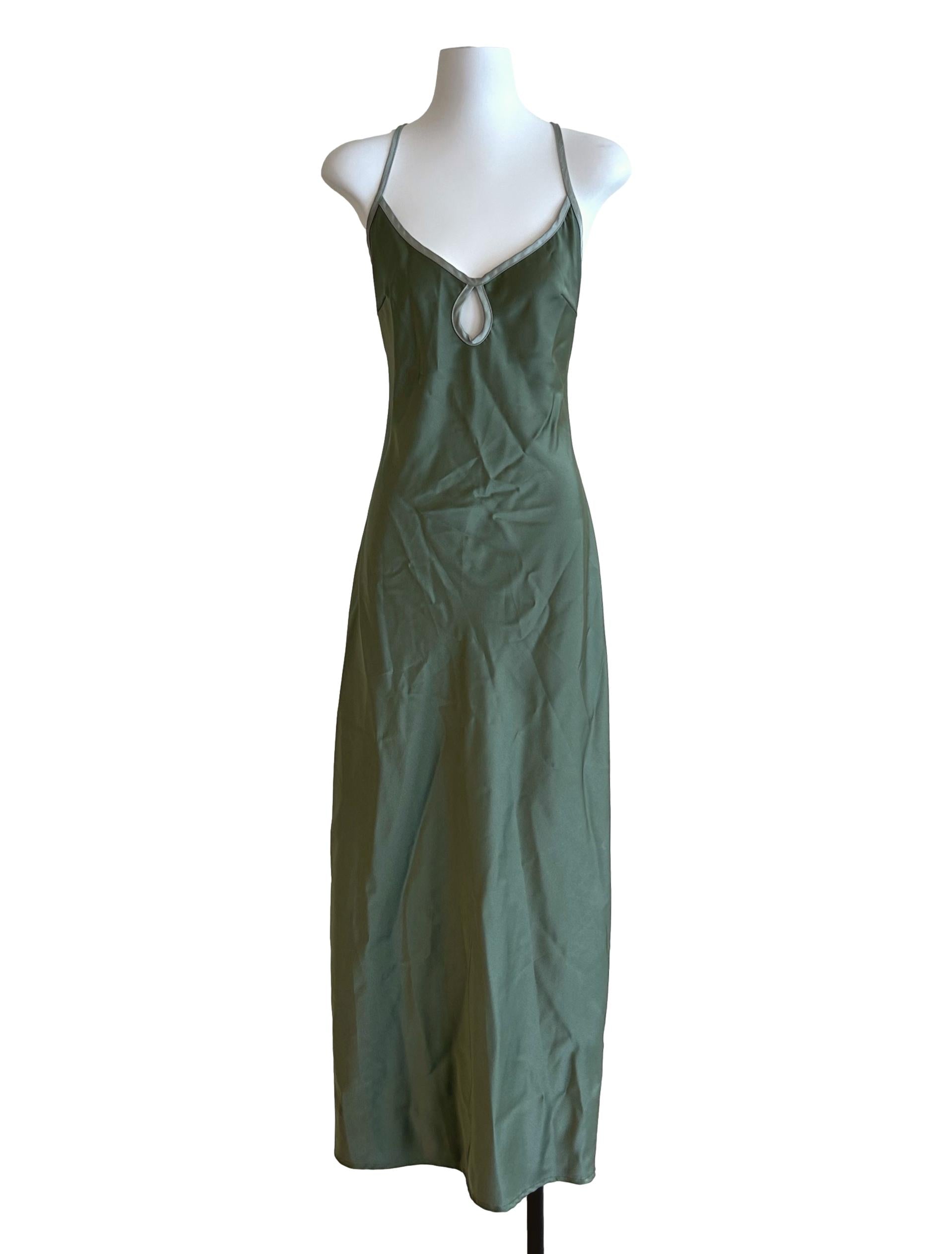 Asparagus Green Backless Dress
