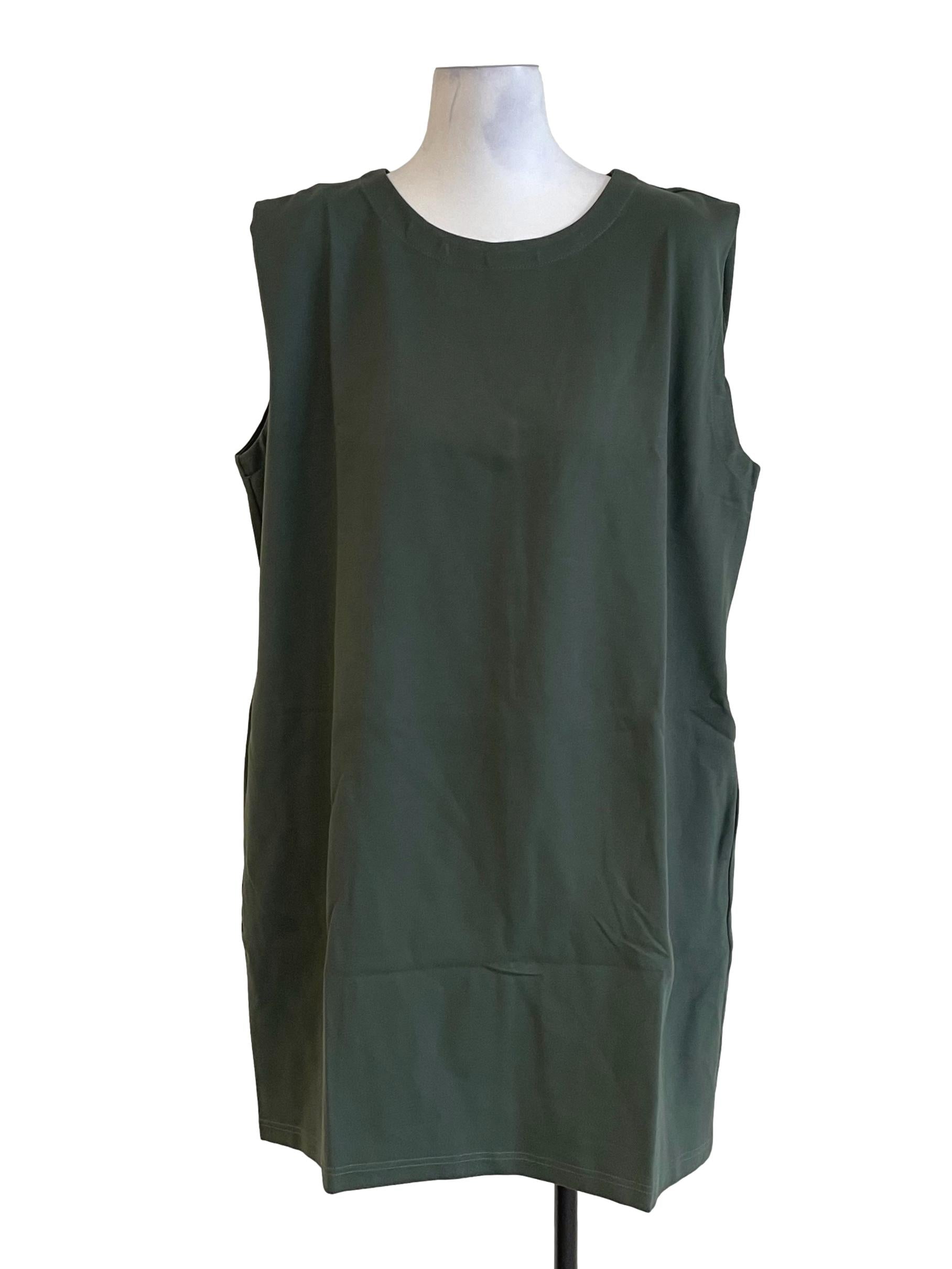 Dusty Green Sleeveless Wide Dress