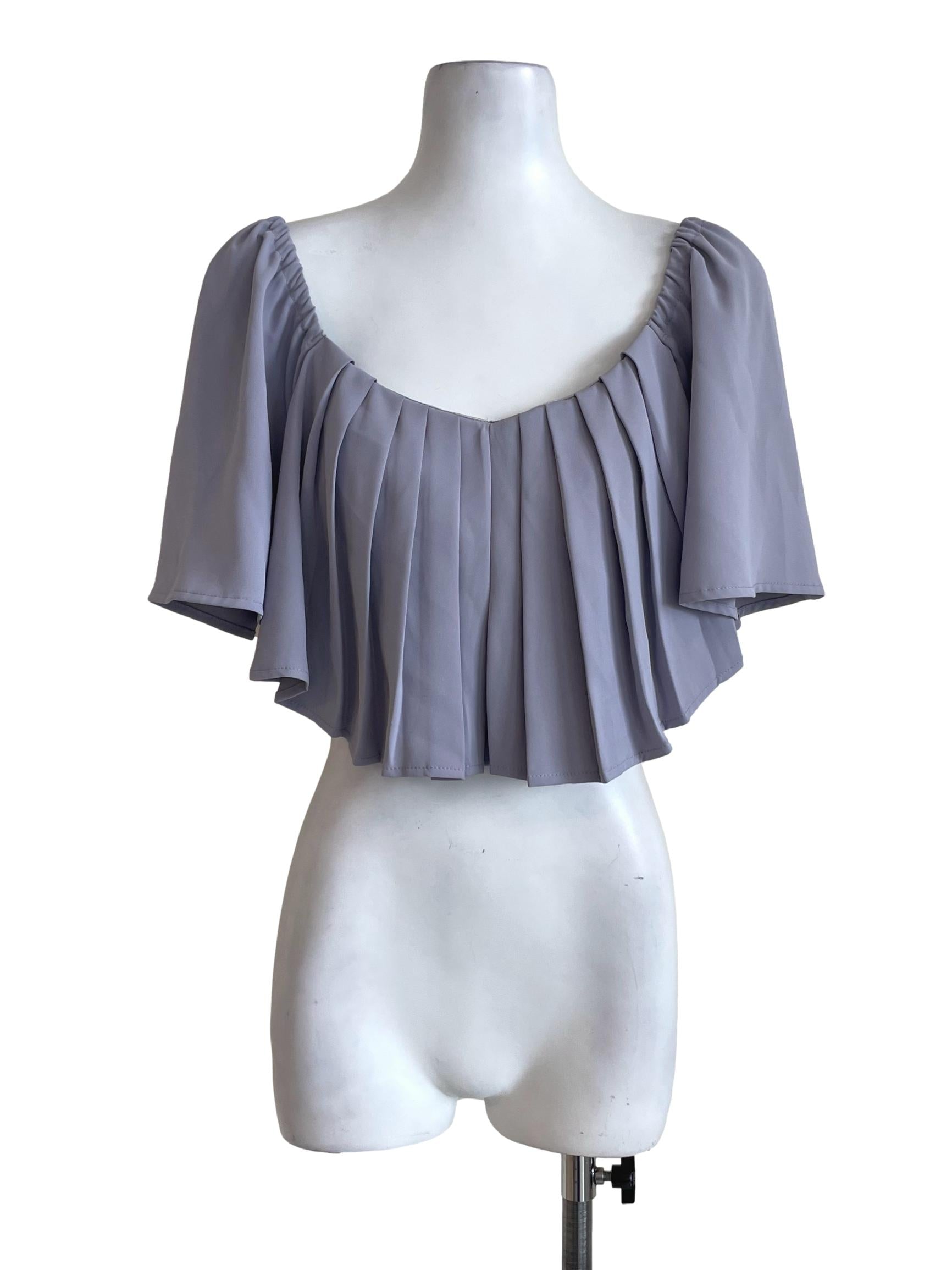 Light Purple Pleated Crop Top