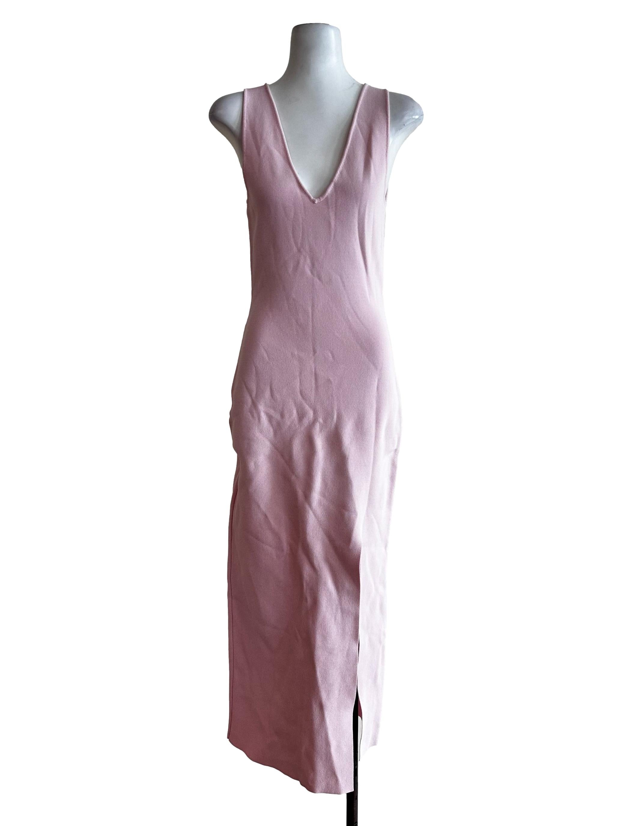 Flamingo Pink V Neckline Dress