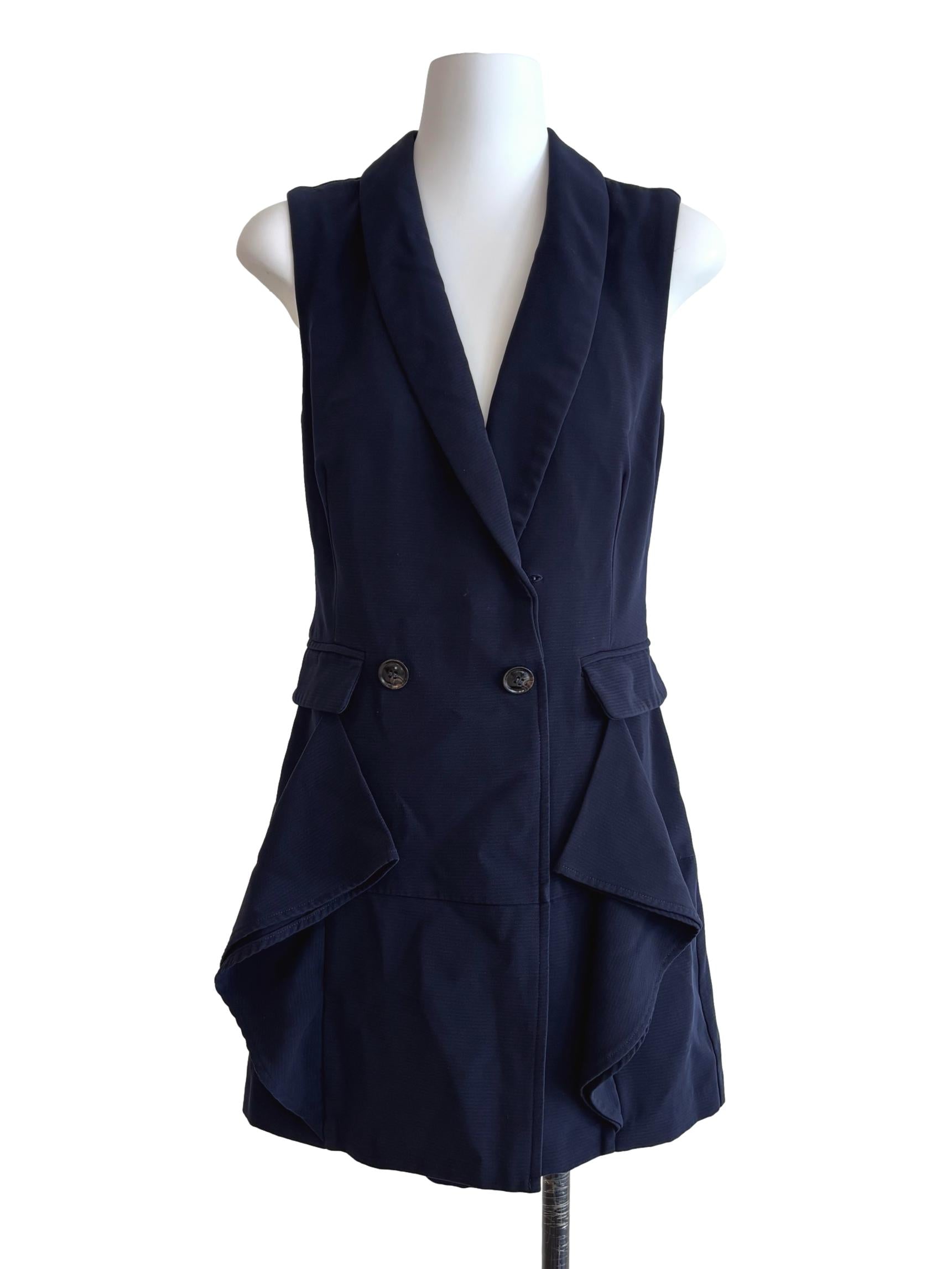 Blue Black Ruffle Blazer Dress