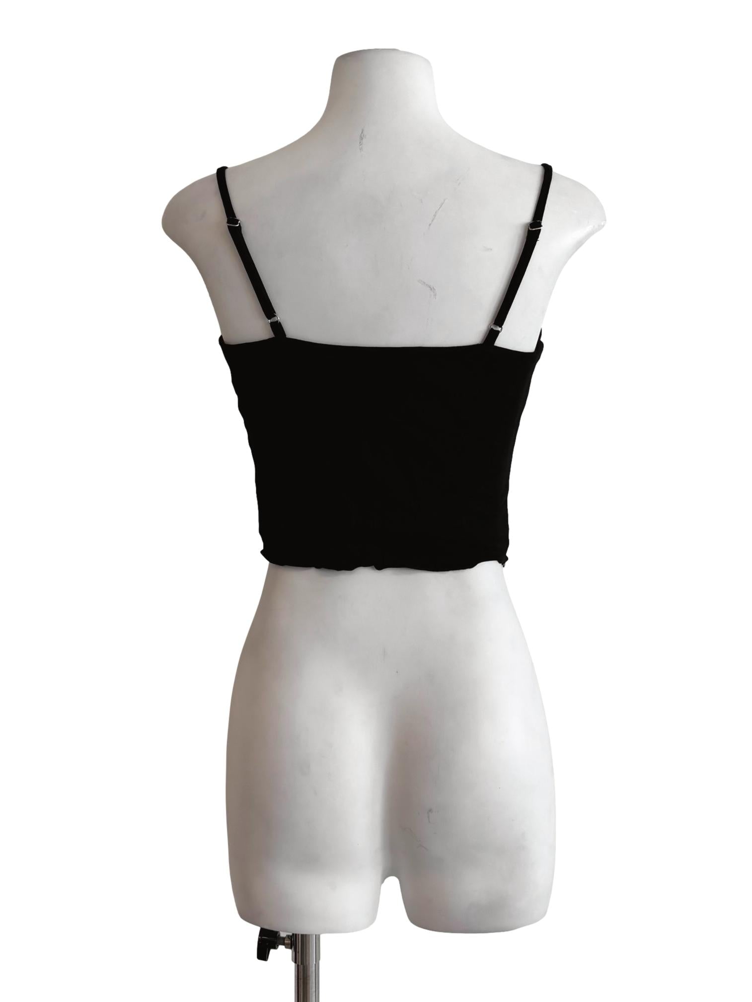 Black White Ribbon Camisole Top