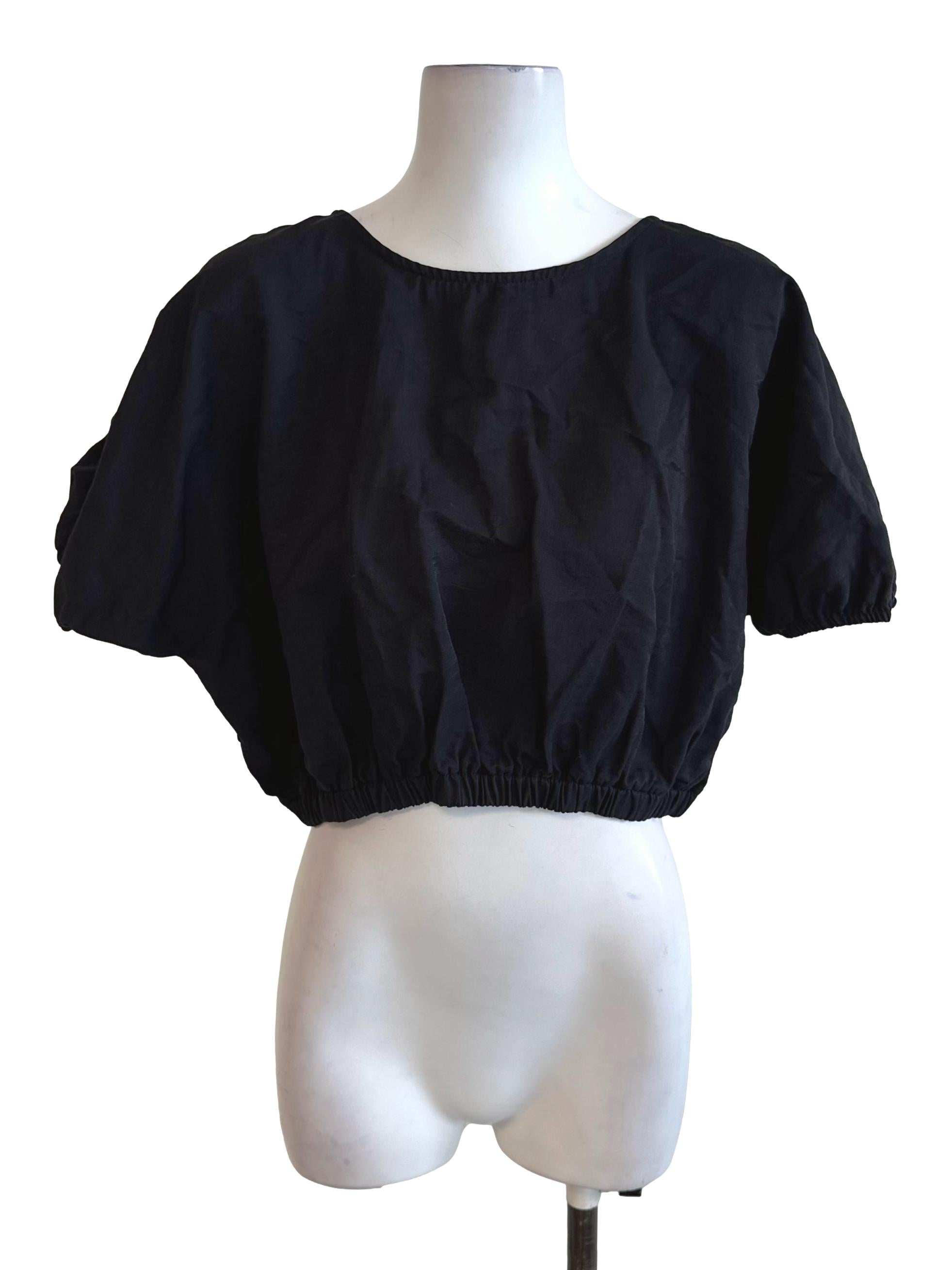 Raven Black Round Neck Short Sleeve Top