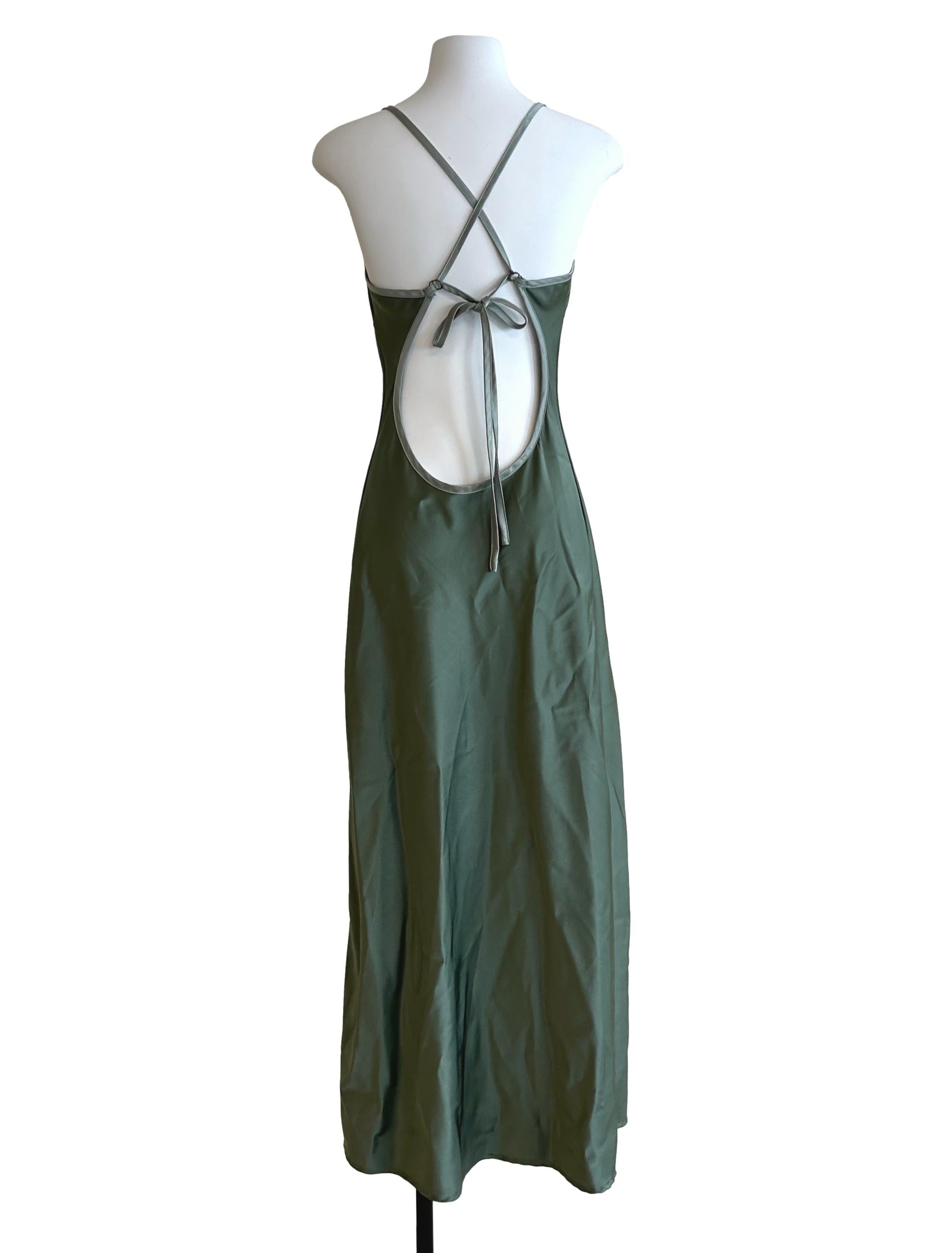 Asparagus Green Backless Dress