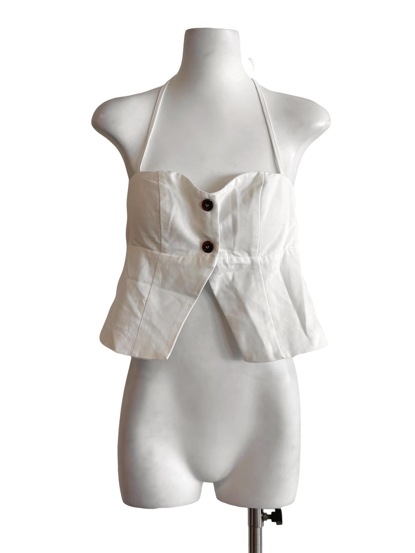 Powder White Sweetheart Halter Top