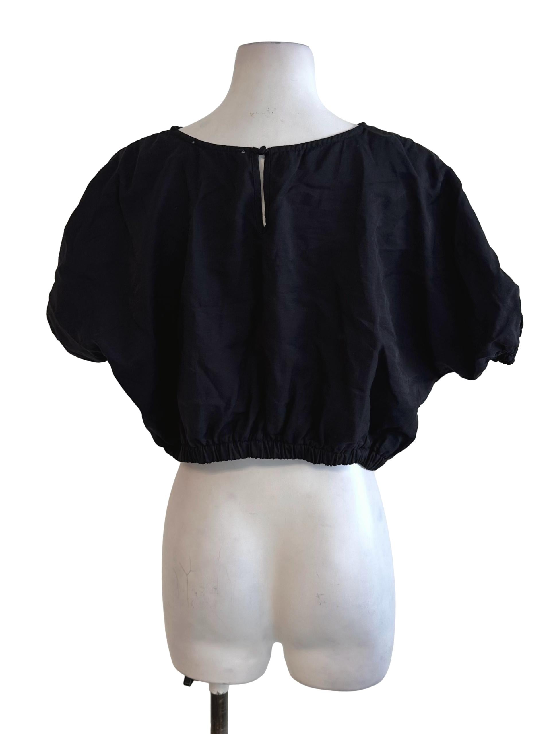 Raven Black Round Neck Short Sleeve Top