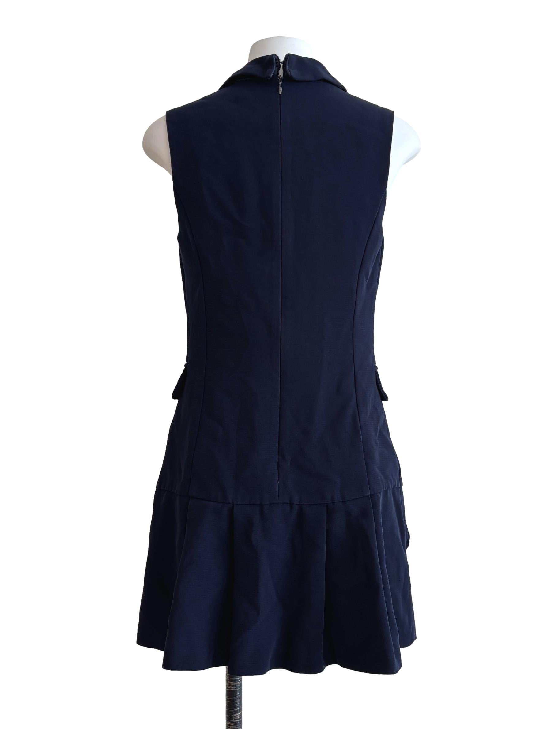 Blue Black Ruffle Blazer Dress