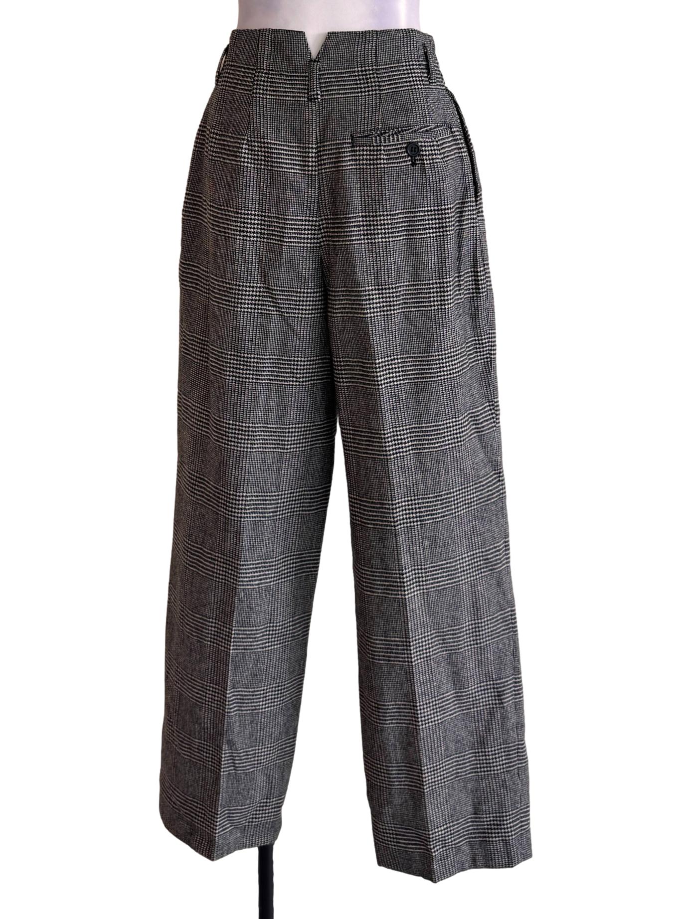 Black Glen Check Textured Pants