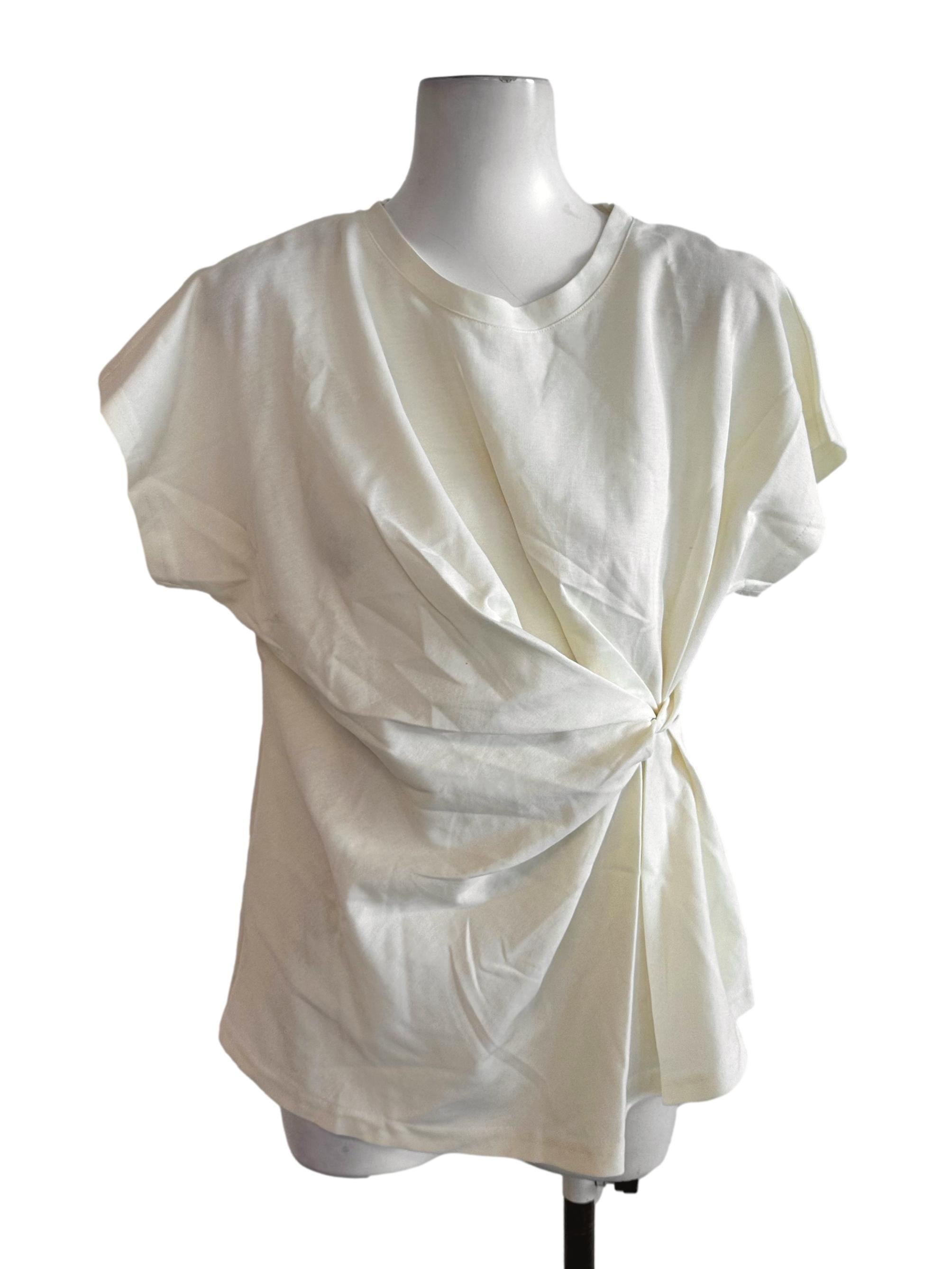 Light Yellow Side Ruched Short Sleeve Top