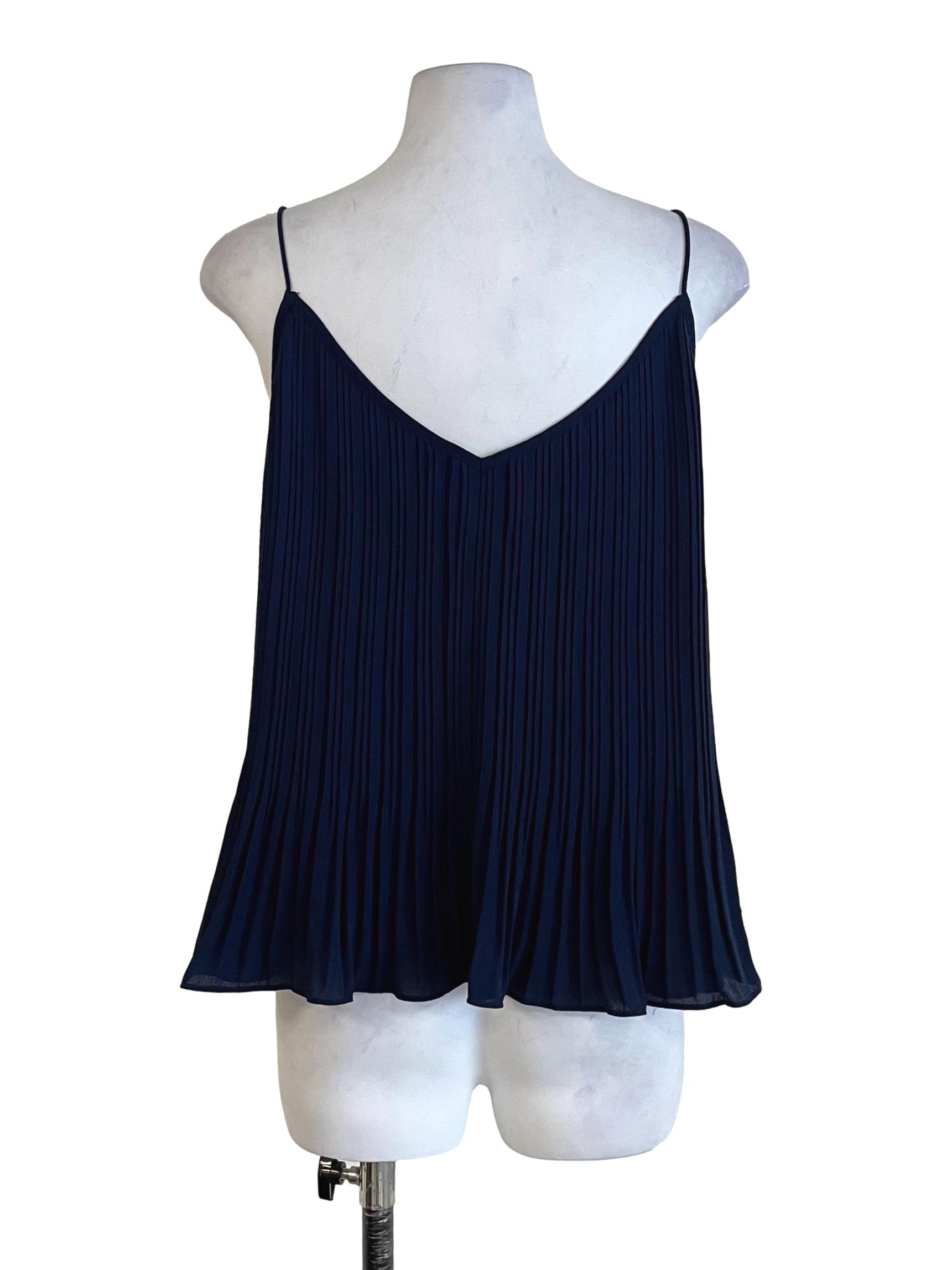 Navy Blue Lace Pleated Camisole LB