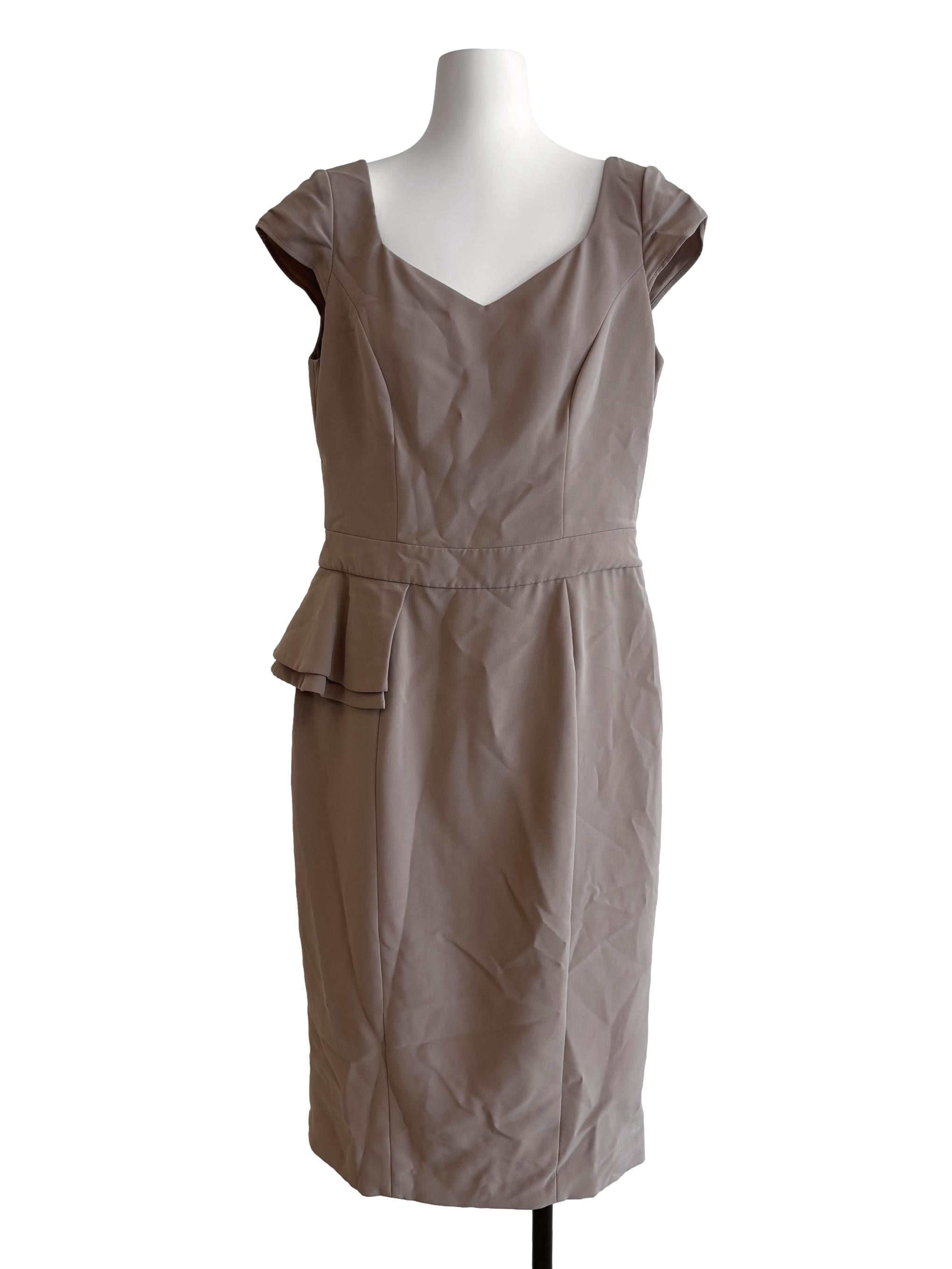 Buff Brown Cap Sleeve Sheath Dress