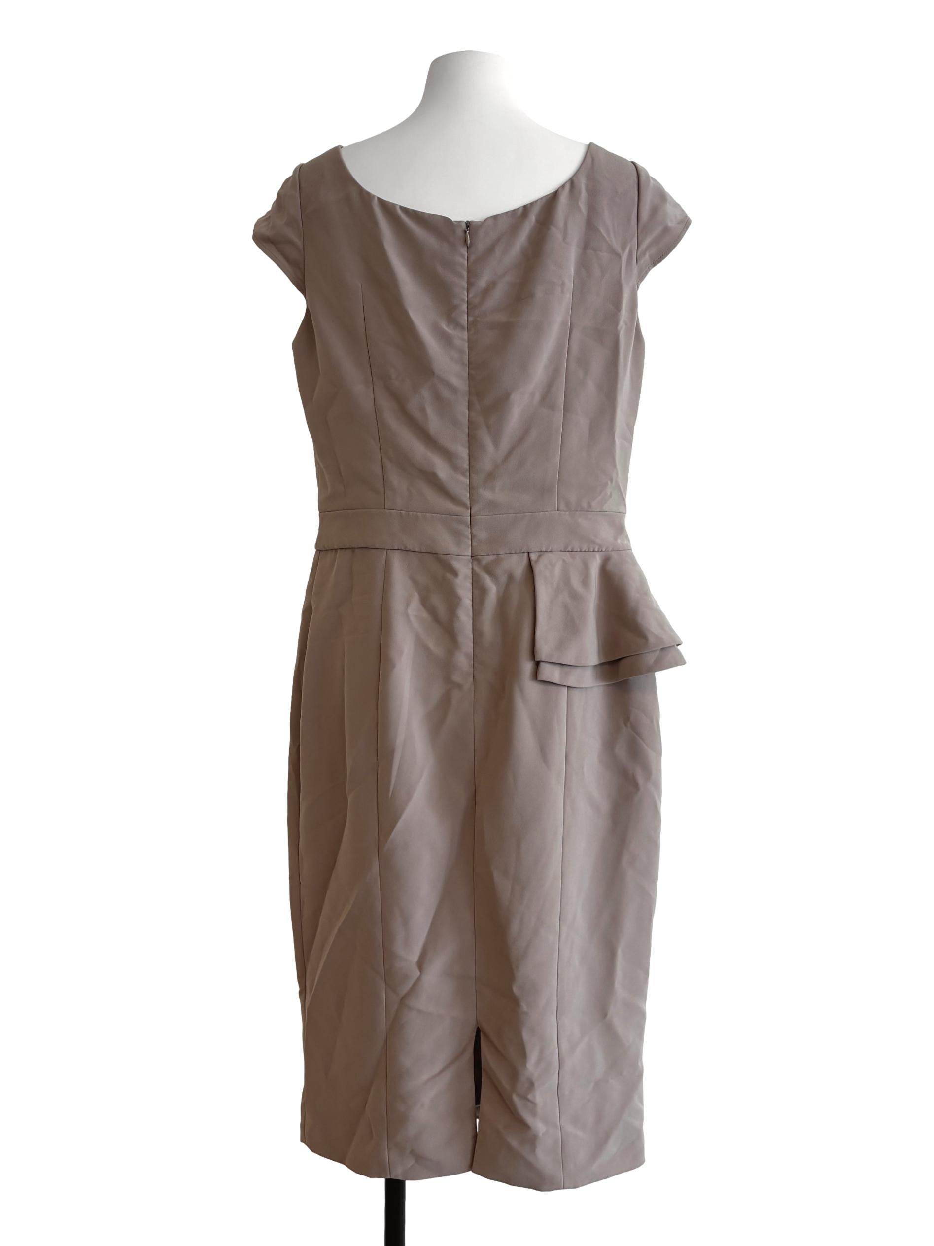 Buff Brown Cap Sleeve Sheath Dress