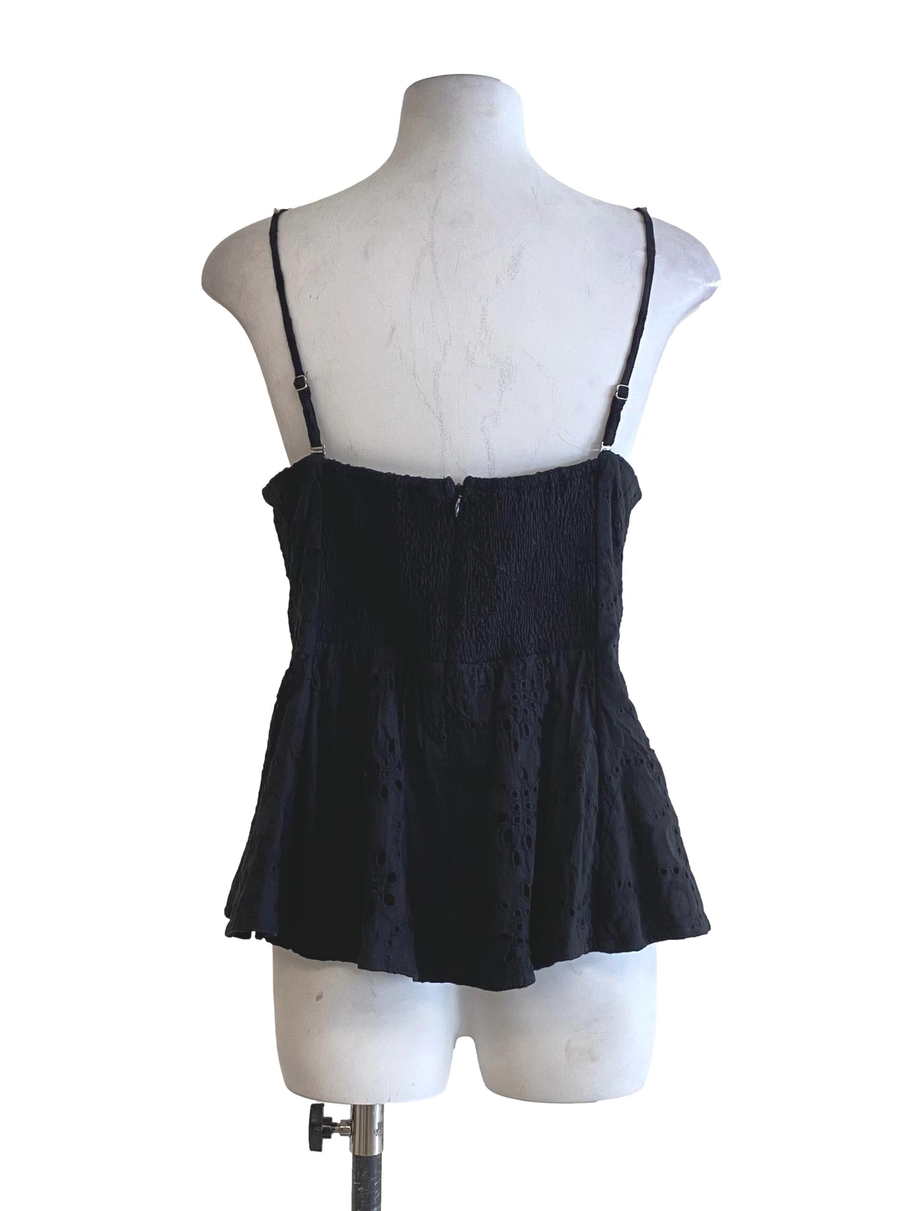 Raven Black Lace With Pearls On Strap Top
