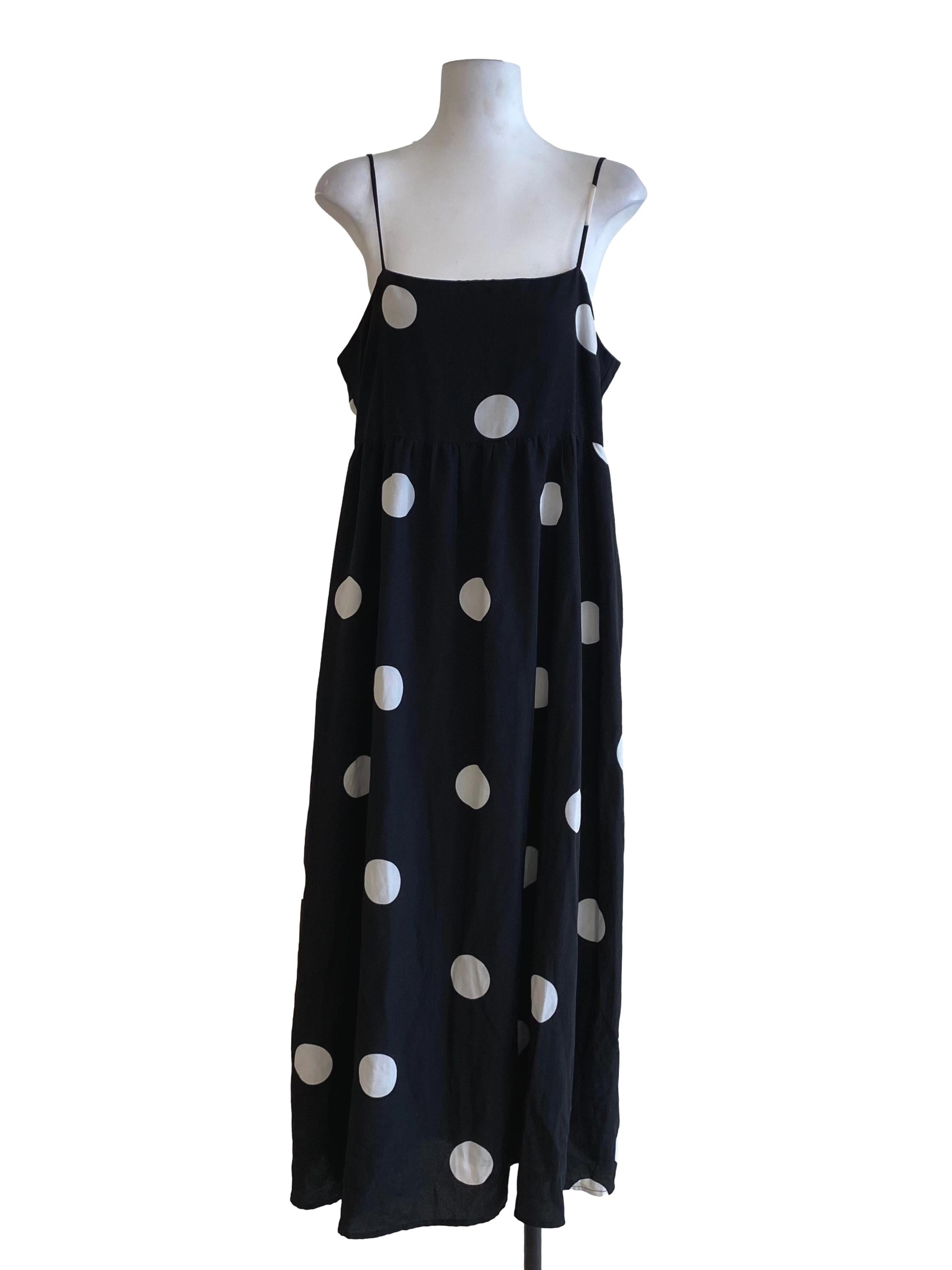 Jade Black Polkadot Square Sleeveless Dress