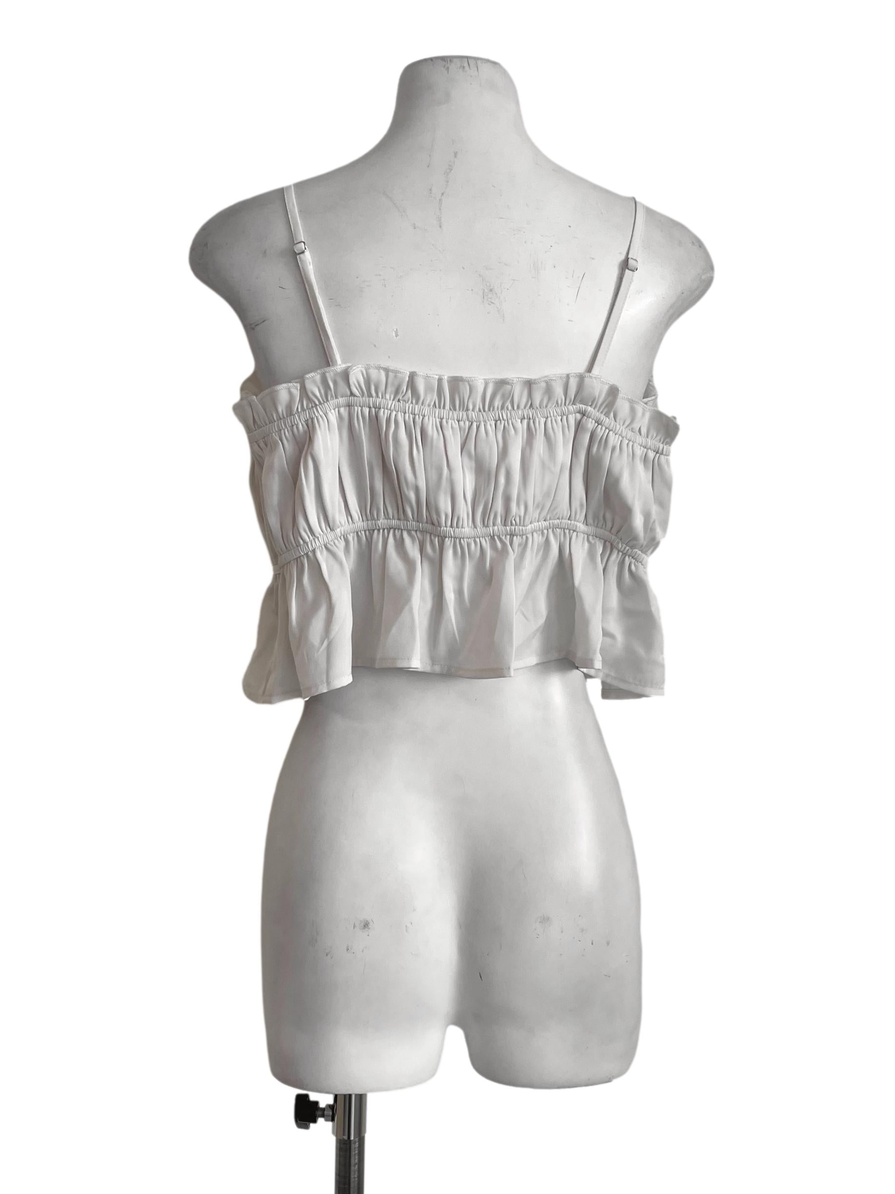 Plain White Pleated Crop Top