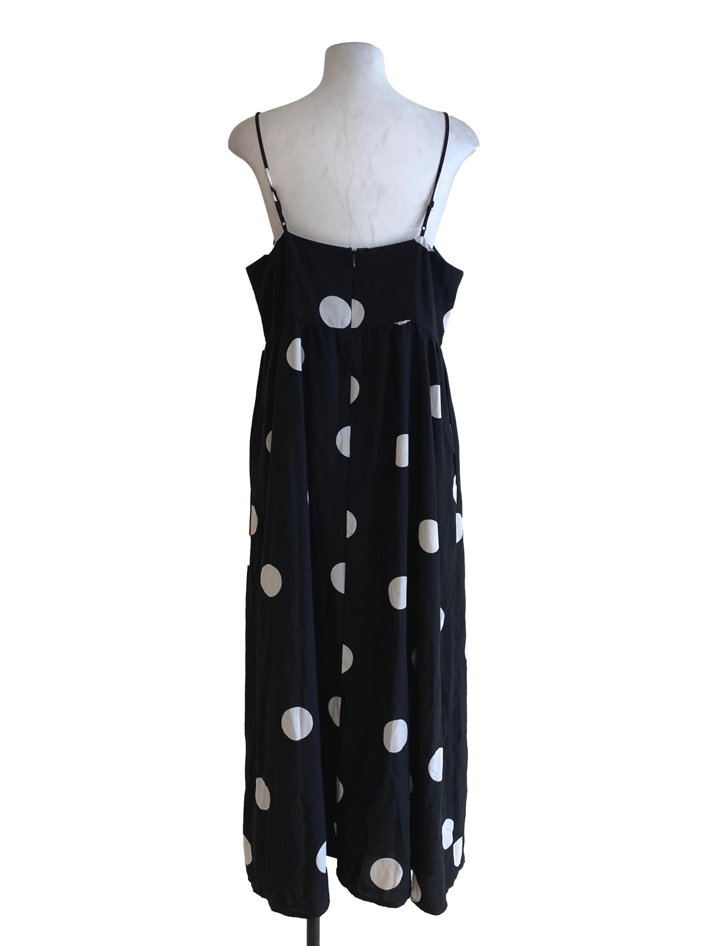 Jade Black Polkadot Square Sleeveless Dress