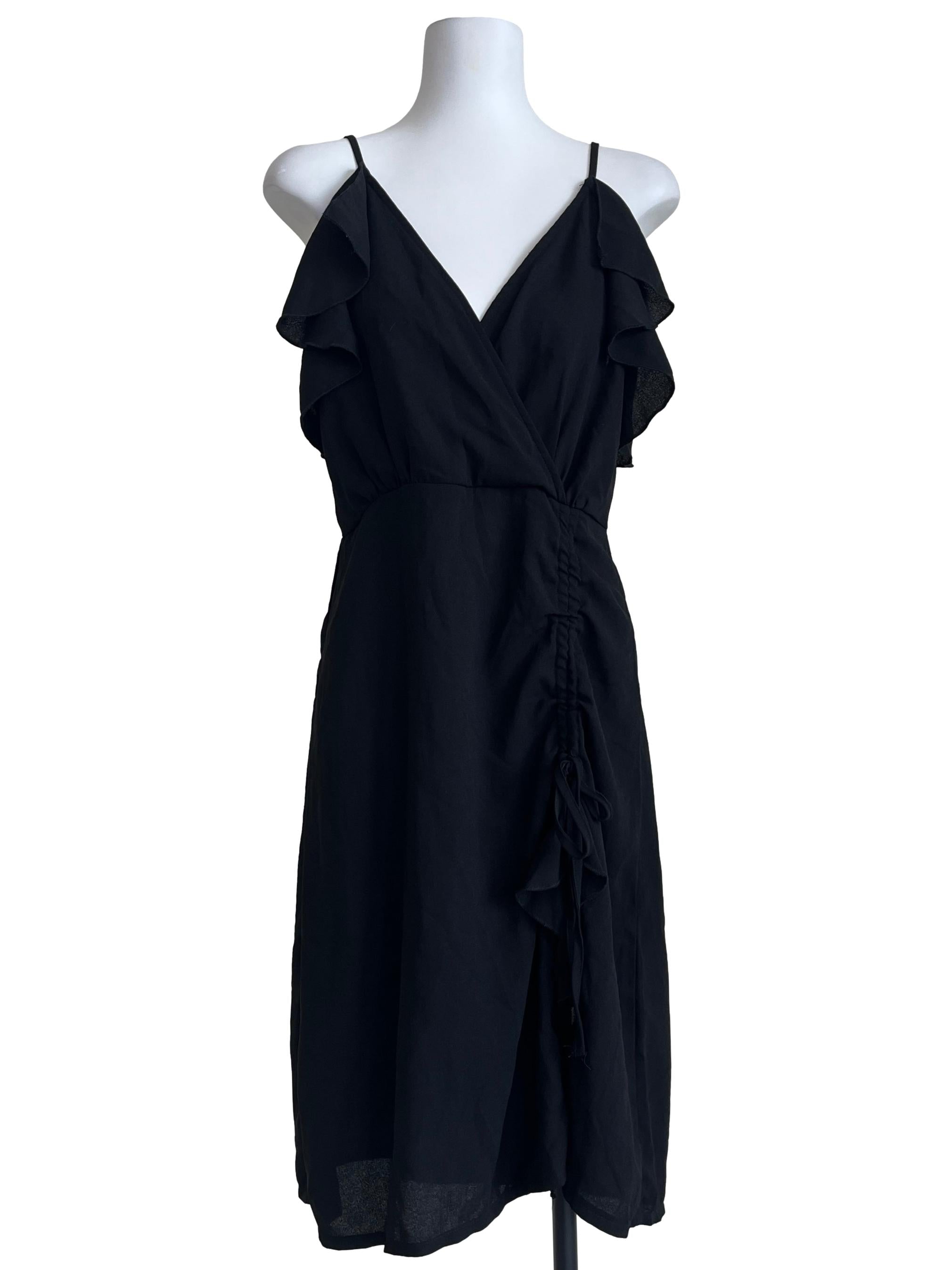 Ink Black Spaghetti A-Line Dress