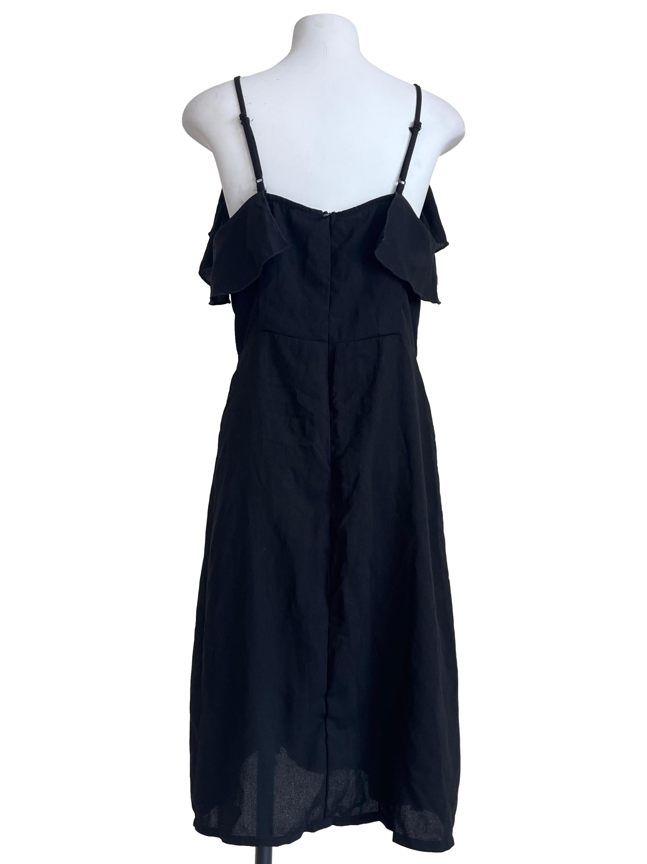 Ink Black Spaghetti A-Line Dress